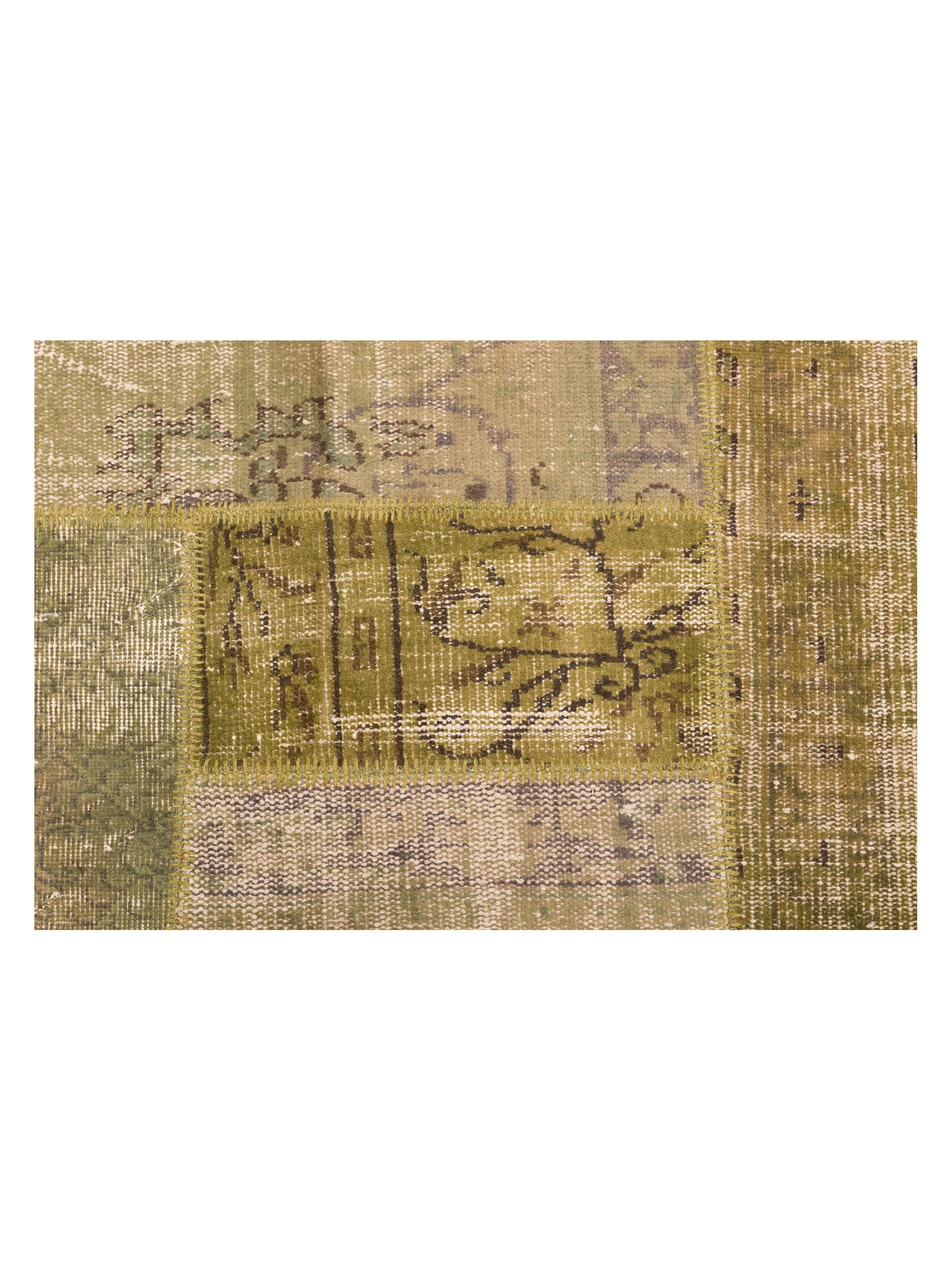 Turkish Vestige Patchwork 114861 Green 9x12 Hand Knotted Rug