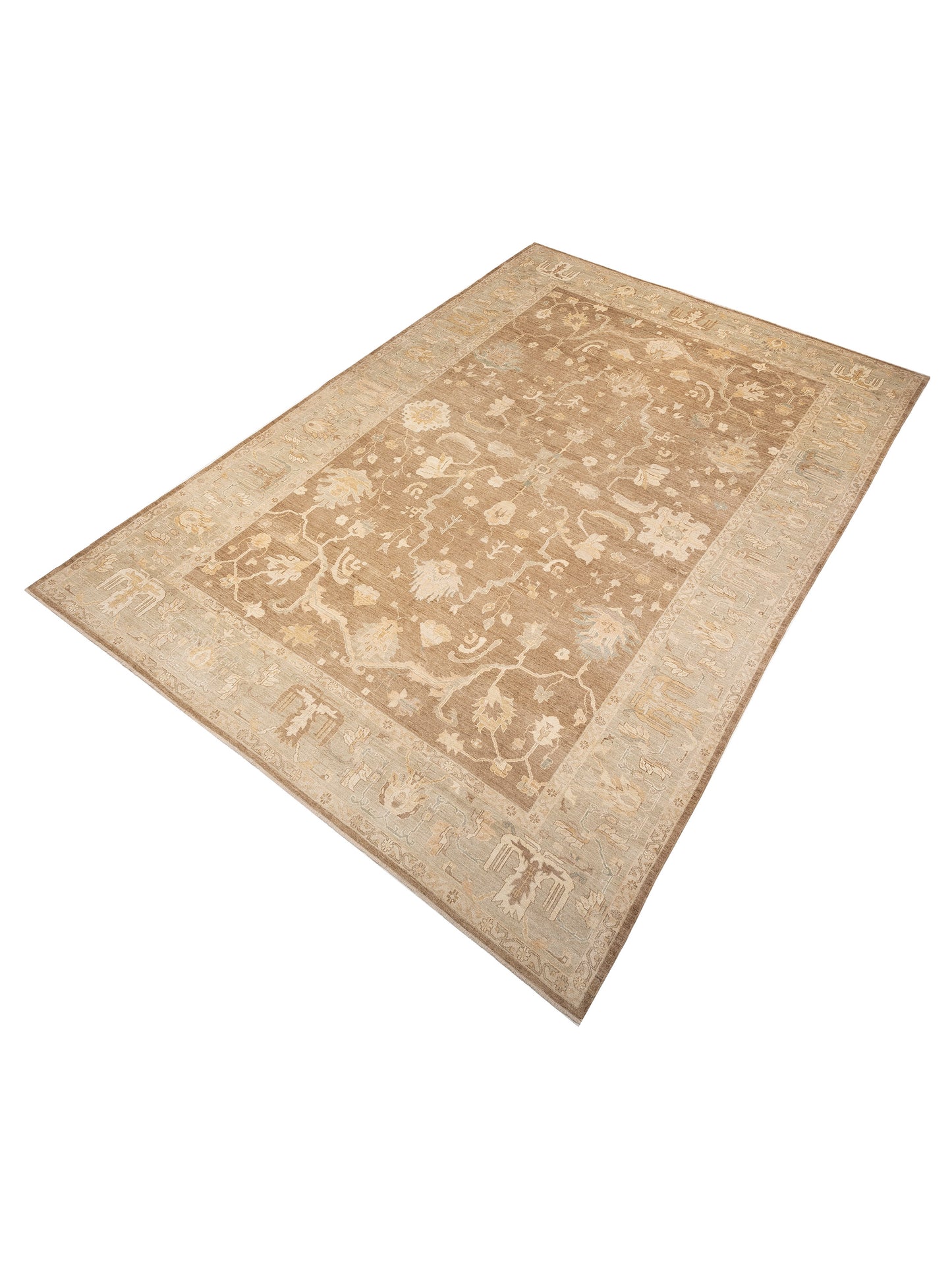 Angora Oushak 129089 Brown Green 14.5x21.2 Hand Knotted Rug