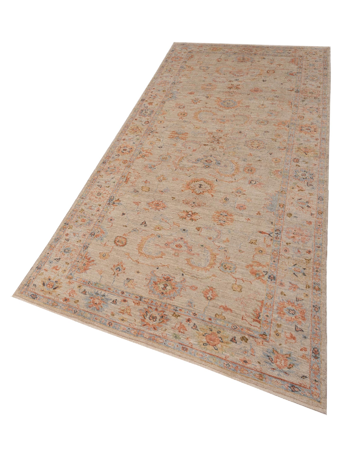 Angora Oushak 149361 Beige Beige 6.2x13.8 Hand Knotted Rug