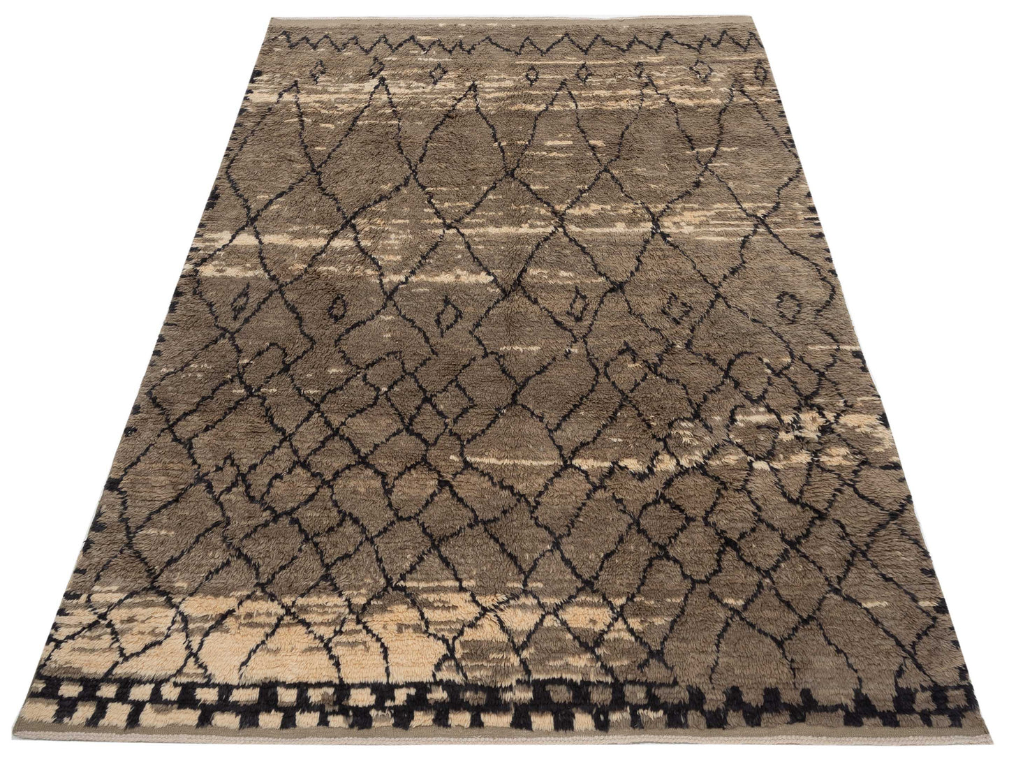 Berber Aspendos Brown Charcoal 7.9x9.10 Hand Knotted Rug