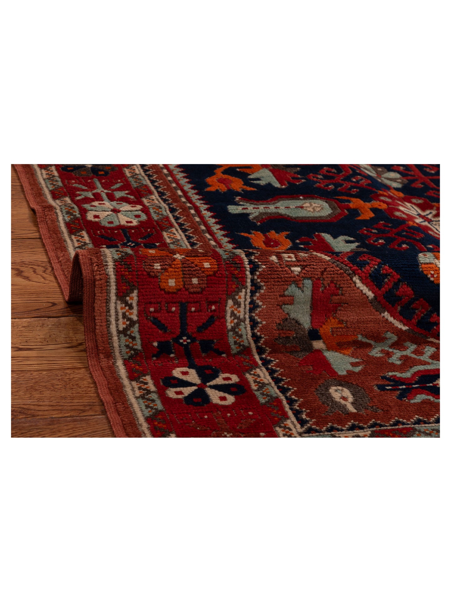 Turkish Shirwan 129694 Navy Red 3.10x5.10 Hand Knotted Rug