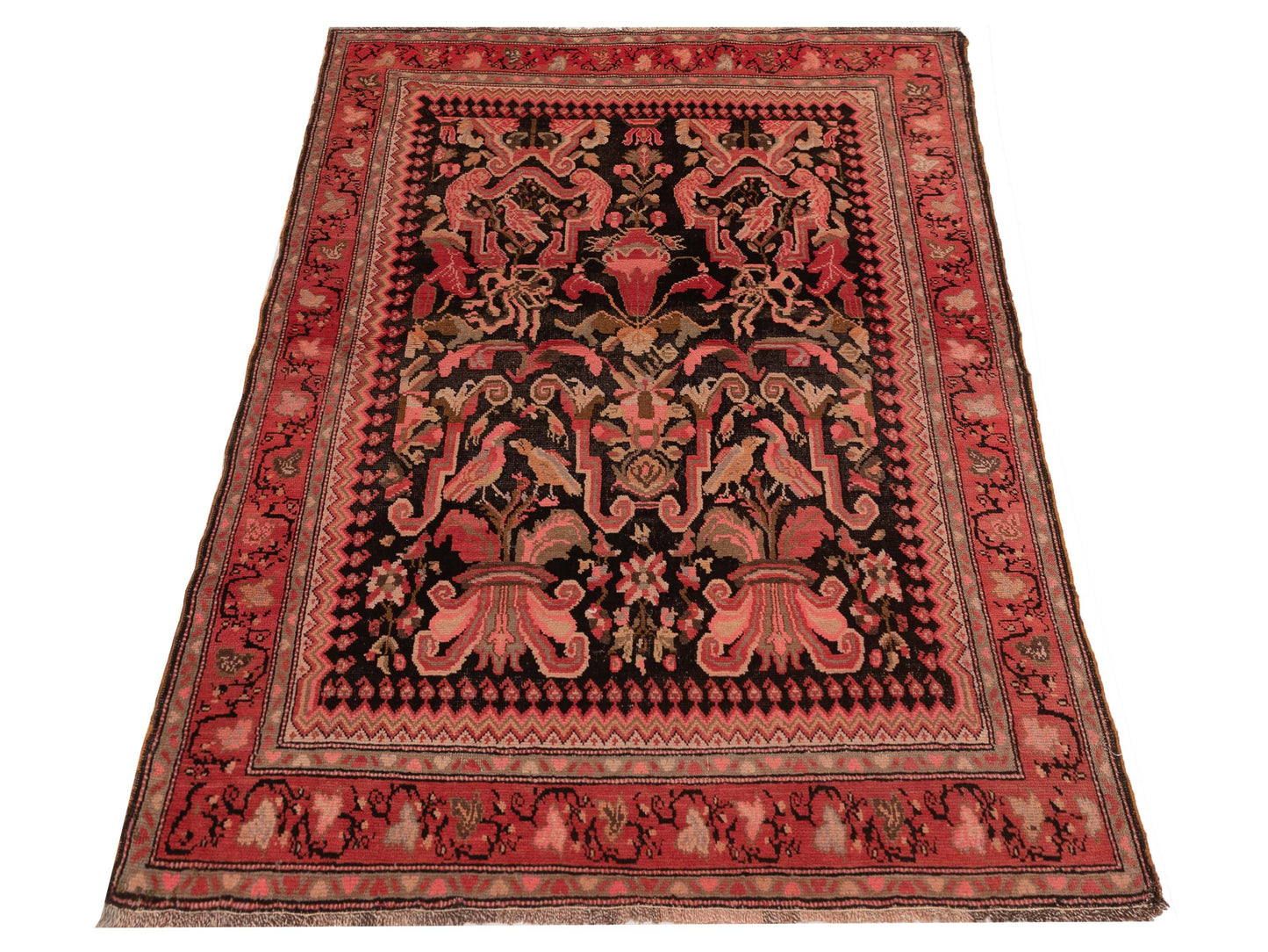 Old Anatolian 148531 Black Pink 4.5x6.5 Hand Knotted Rug