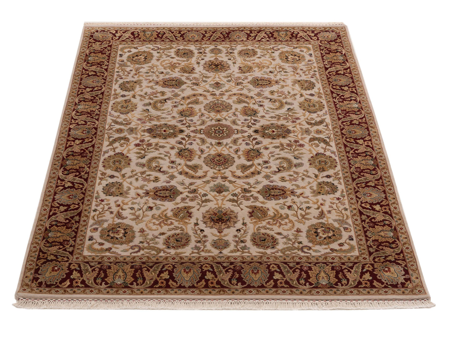 Imperial Silk 151206 Ivory Red 5.8x8.1 Hand Knotted Rug