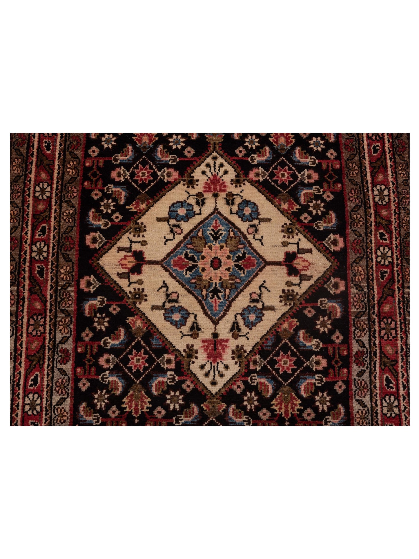 Persian 80472 Brown Red 3.5x13.9 Hand Knotted Rug