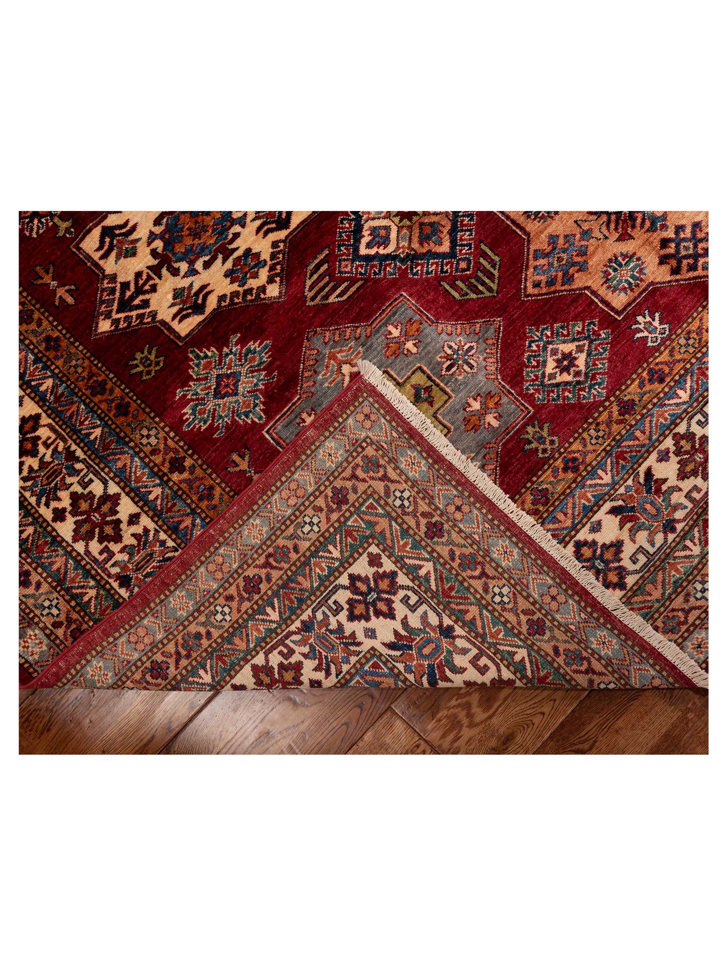 Artisan Kazak 151900 Red Ivory 8.1x10.5 Hand Knotted Rug