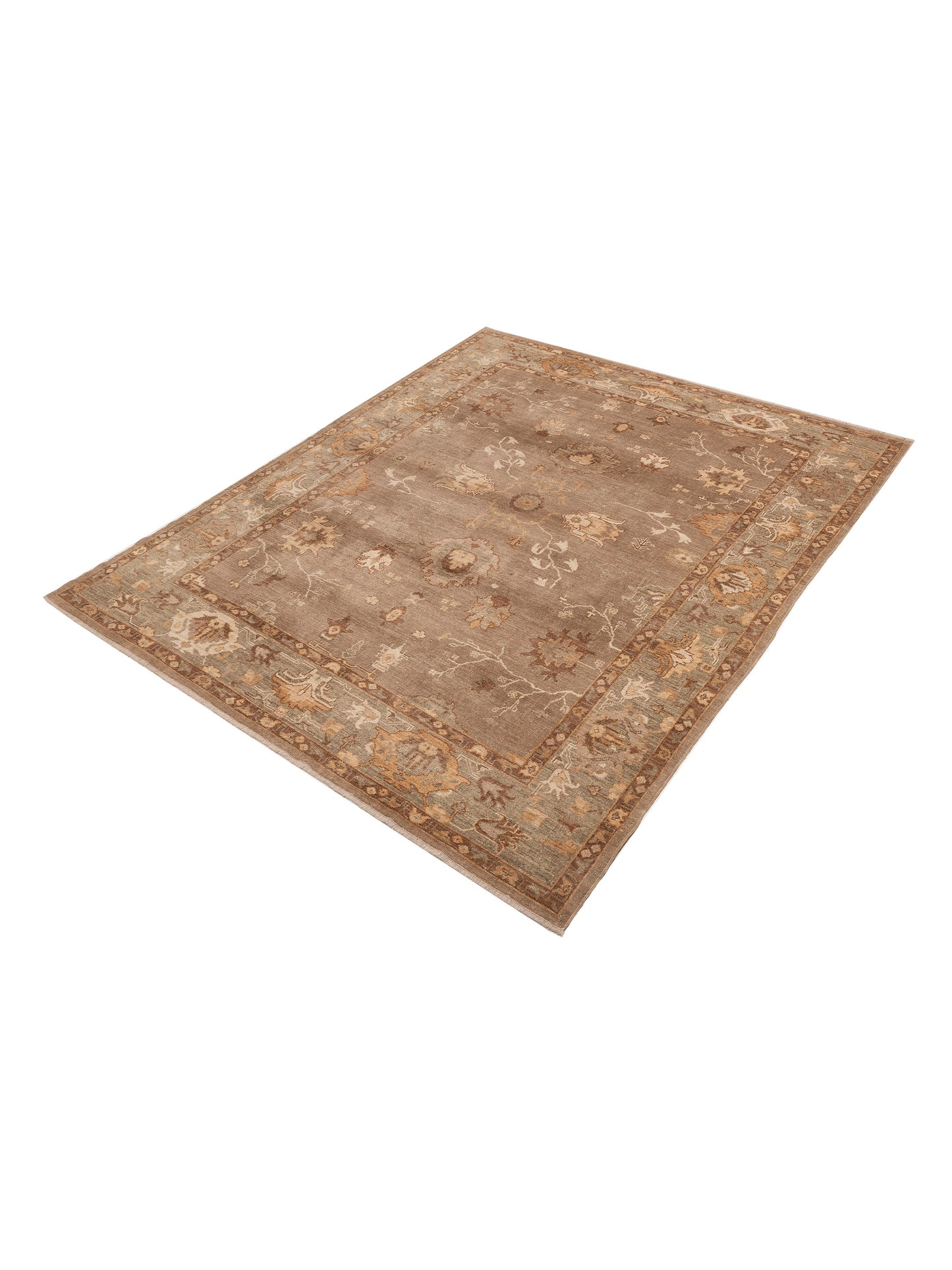 Angora Oushak 125790 Brown Green 8.10x10.7 Hand Knotted Rug