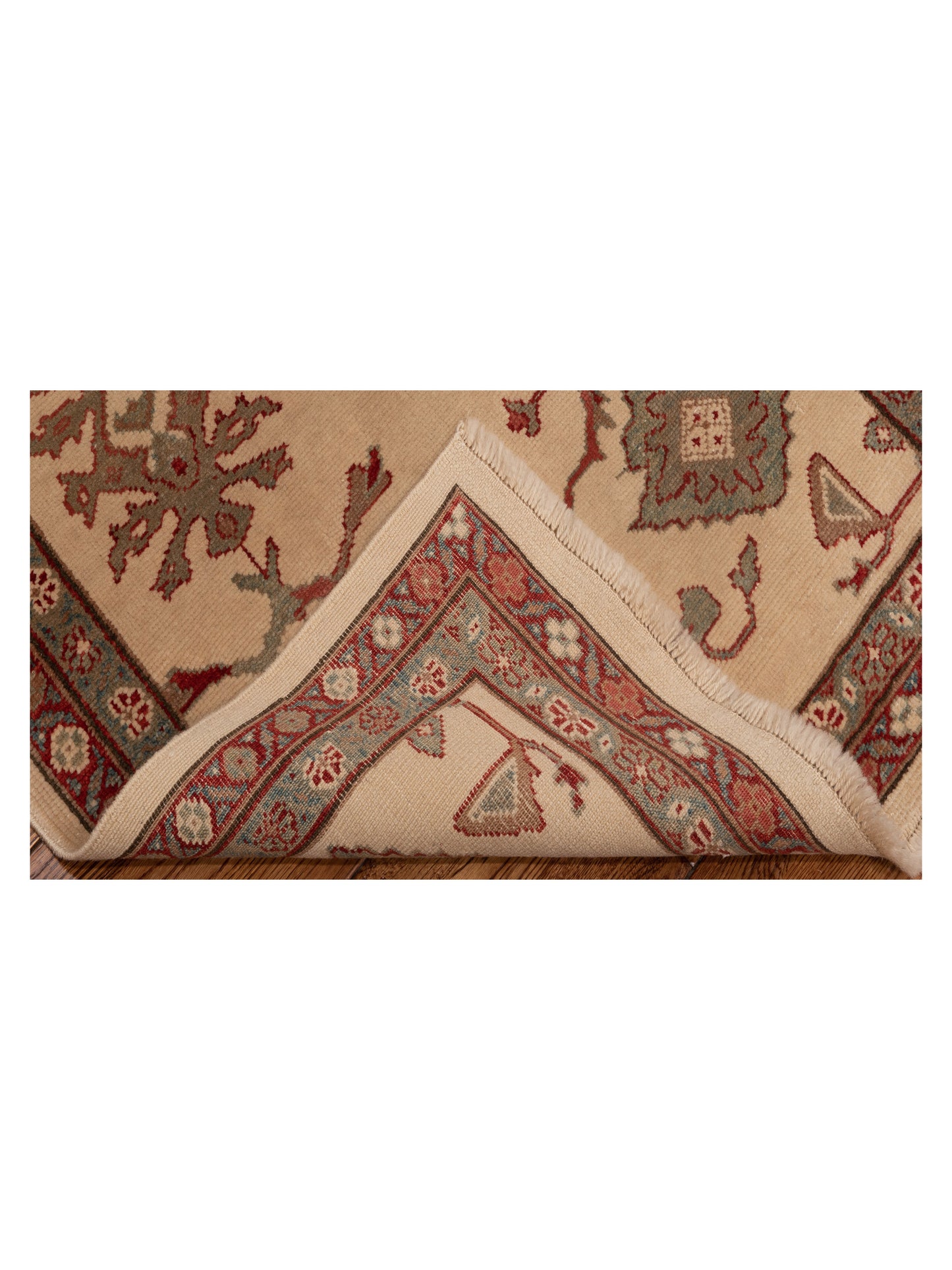 Antique Loom 147345 Ivory Green 3x11.1 Hand Knotted Rug