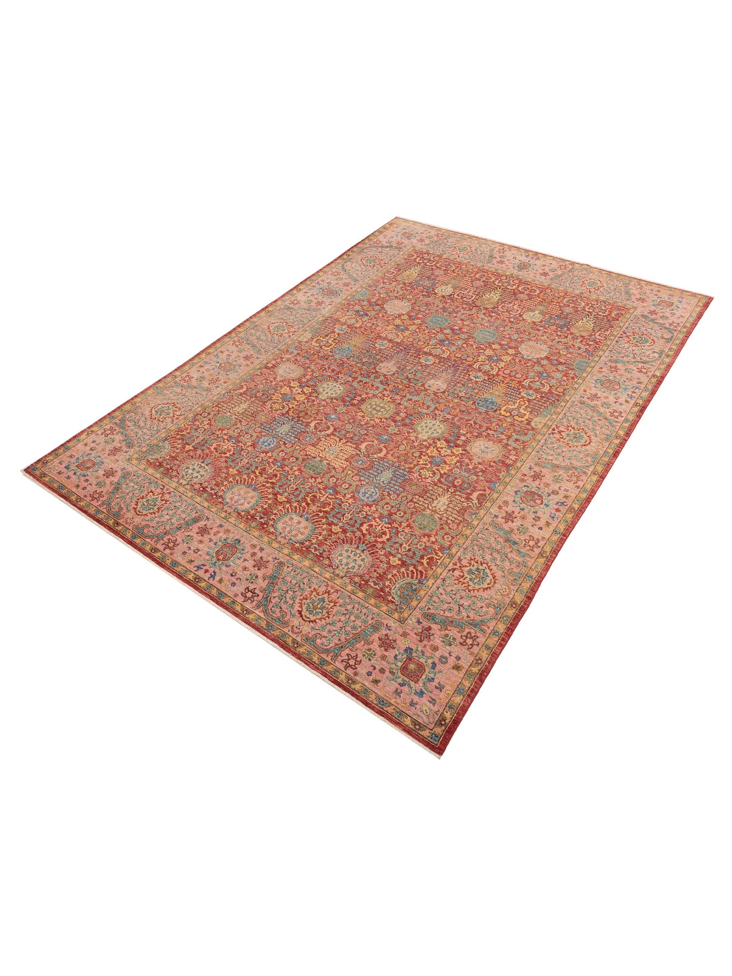 Akcha 152775 Red Pink 8.11x12.7 Hand Knotted Rug