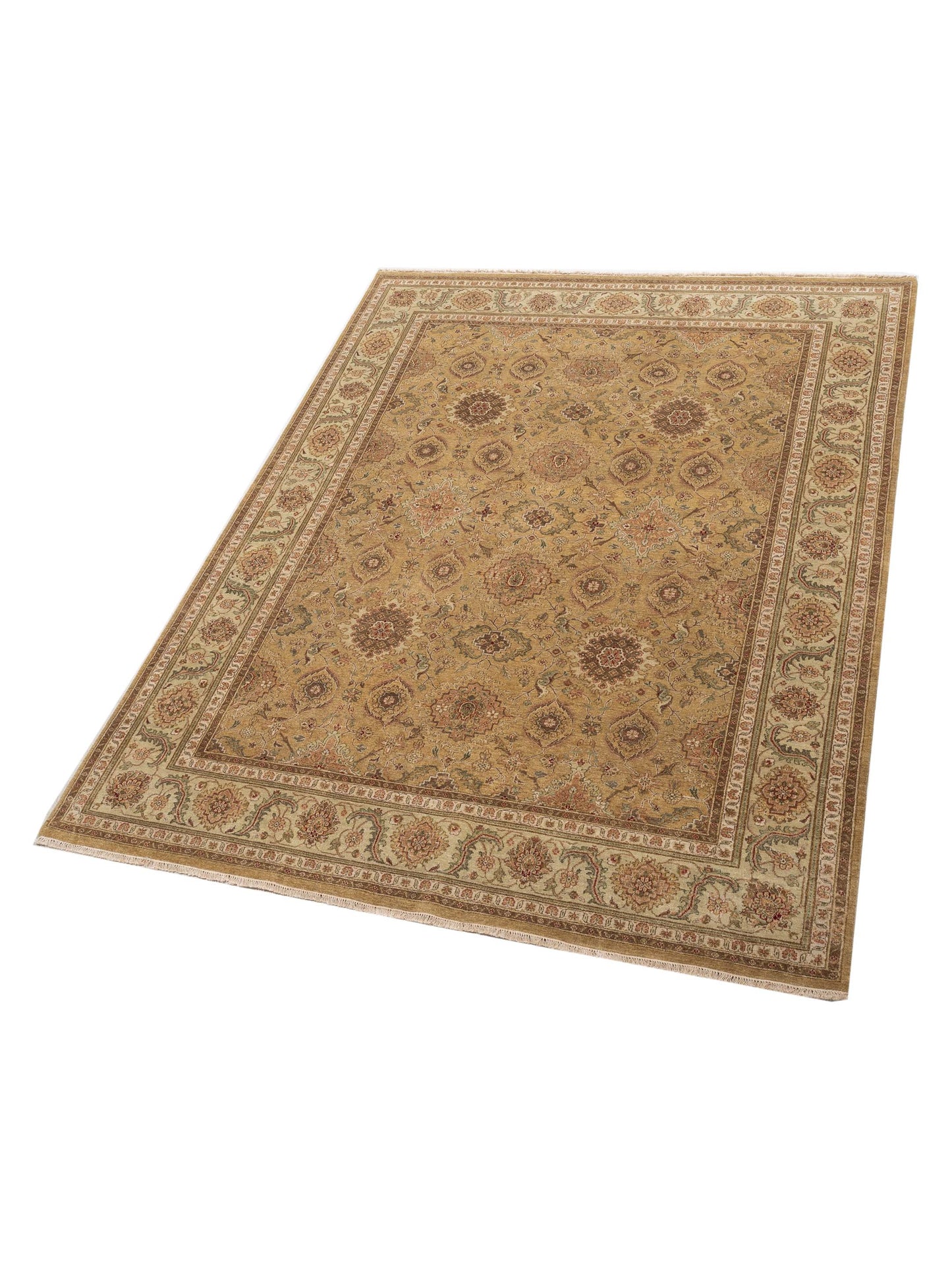 Platinum 115901 Gold Ivory 7.10x103 Hand Knotted Rug