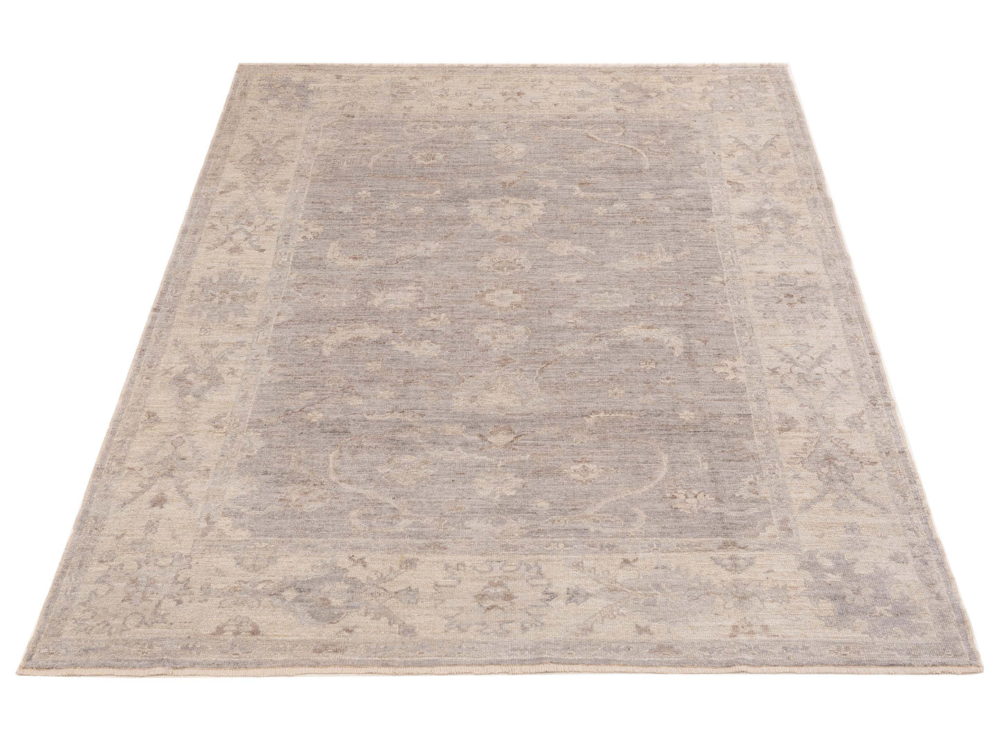 Angora Oushak 151032 Gray Ivory 7.4x9.7 Hand Knotted Rug
