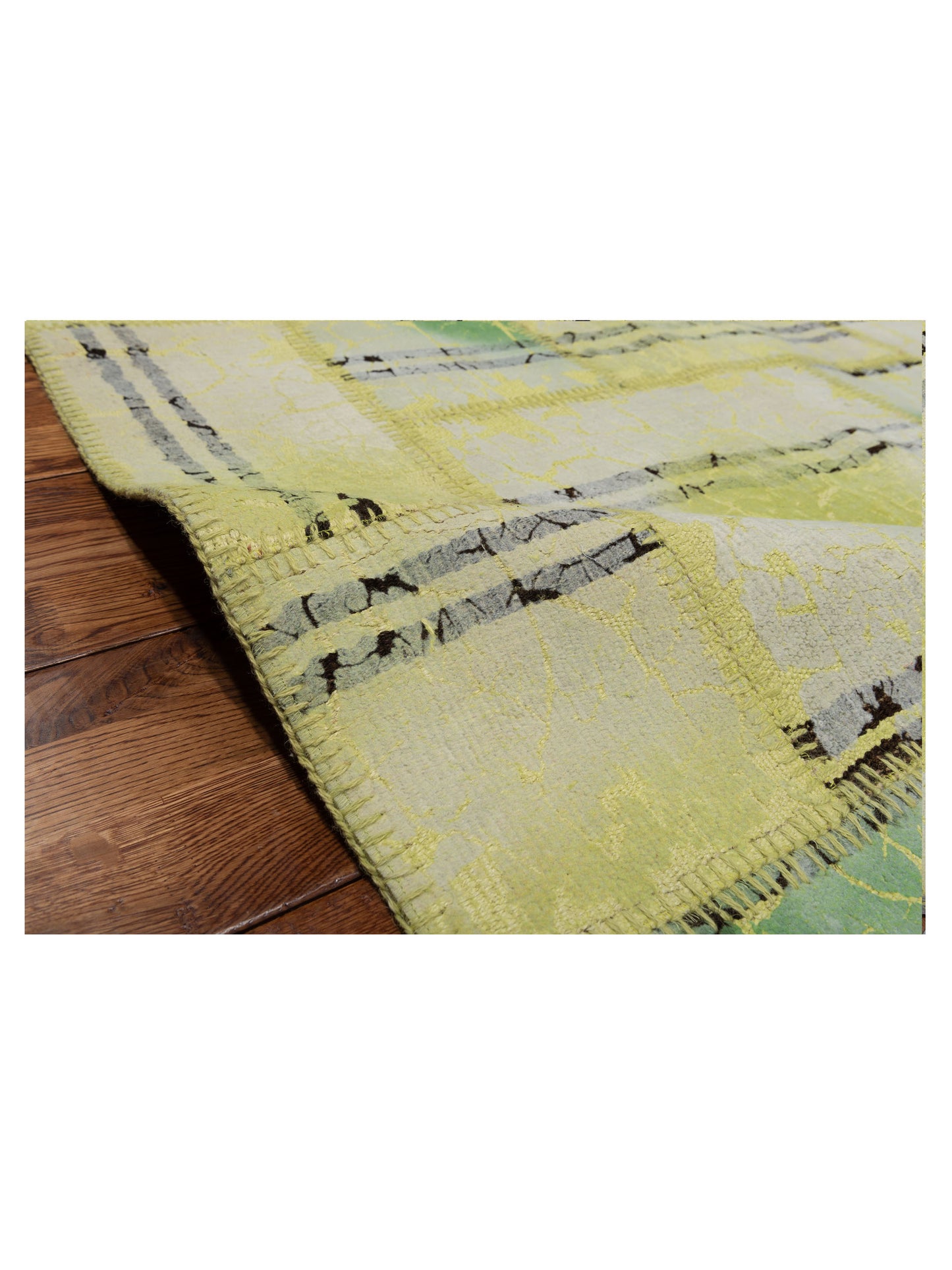 Turkish Vestige Patchwork 142794 Light Green 8.3x9.9 Hand Knotted Rug