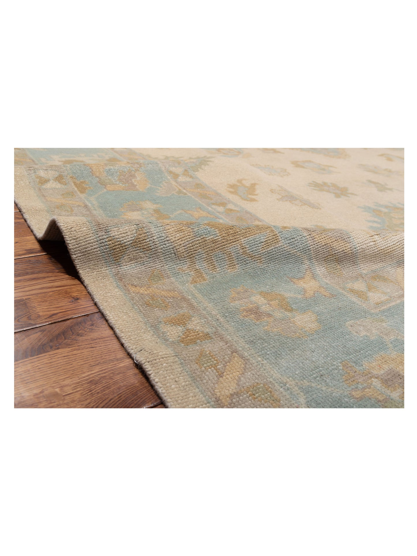Oushak Shah 124408 Beige Blue 9.11x14.7 Hand Knotted Rug