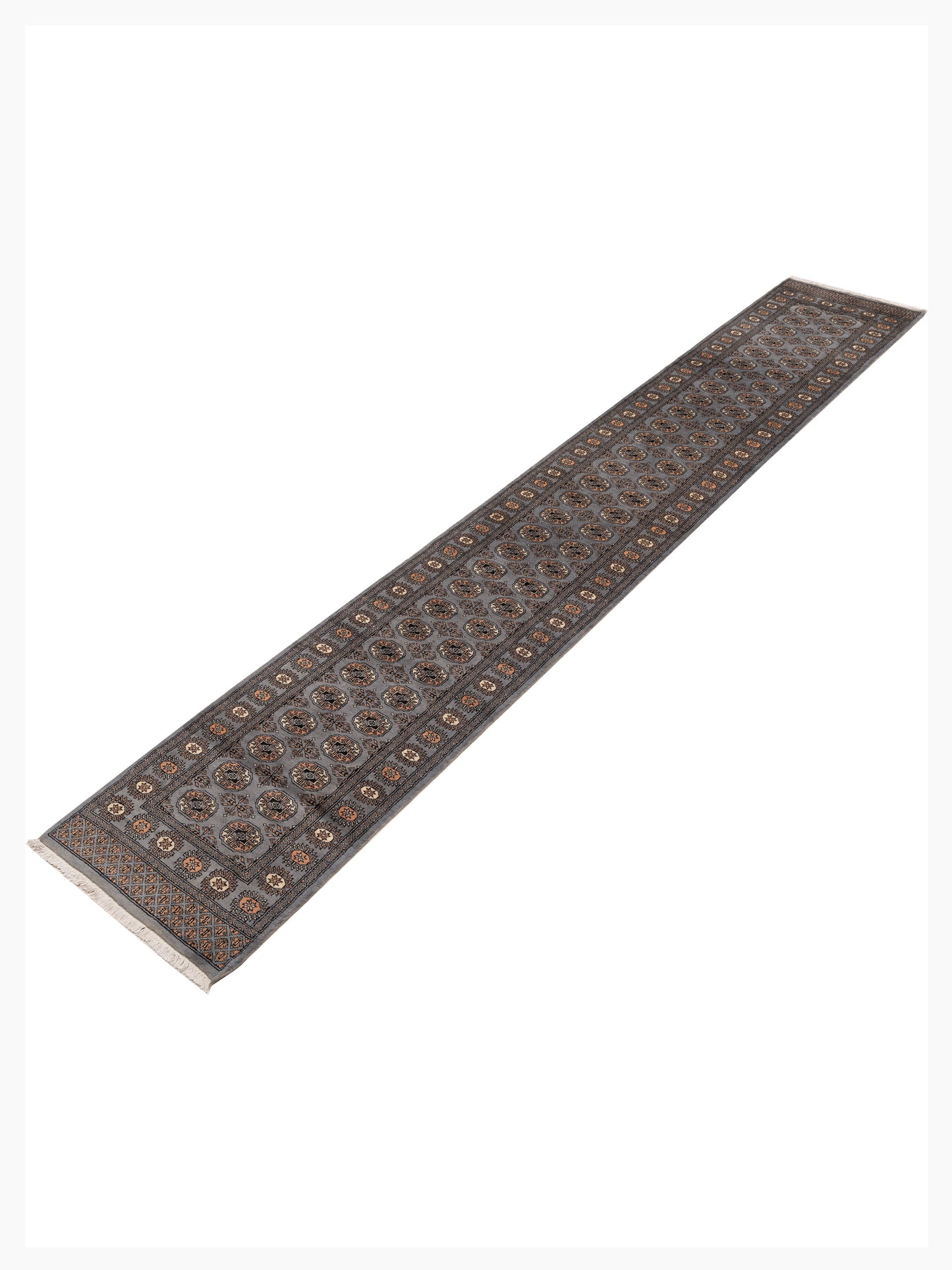 Bokhara 153474 Gray Gray 2.6x15.8 Hand Knotted Rug