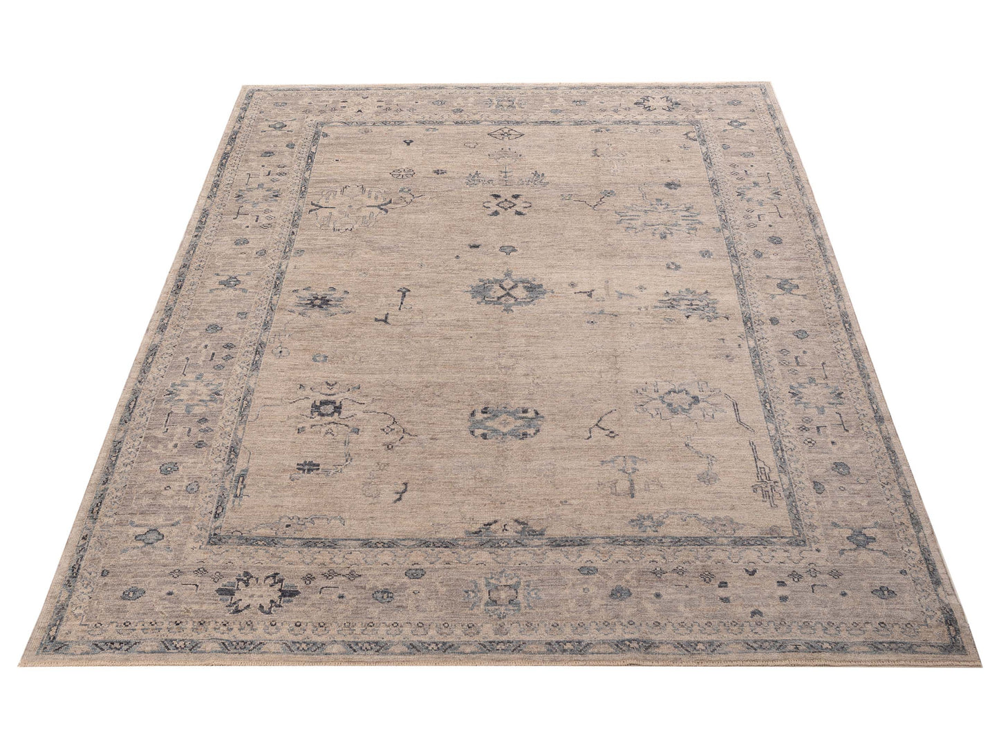 Angora Oushak 156094 Gray Gray 9.2x11.7 Hand Knotted Rug