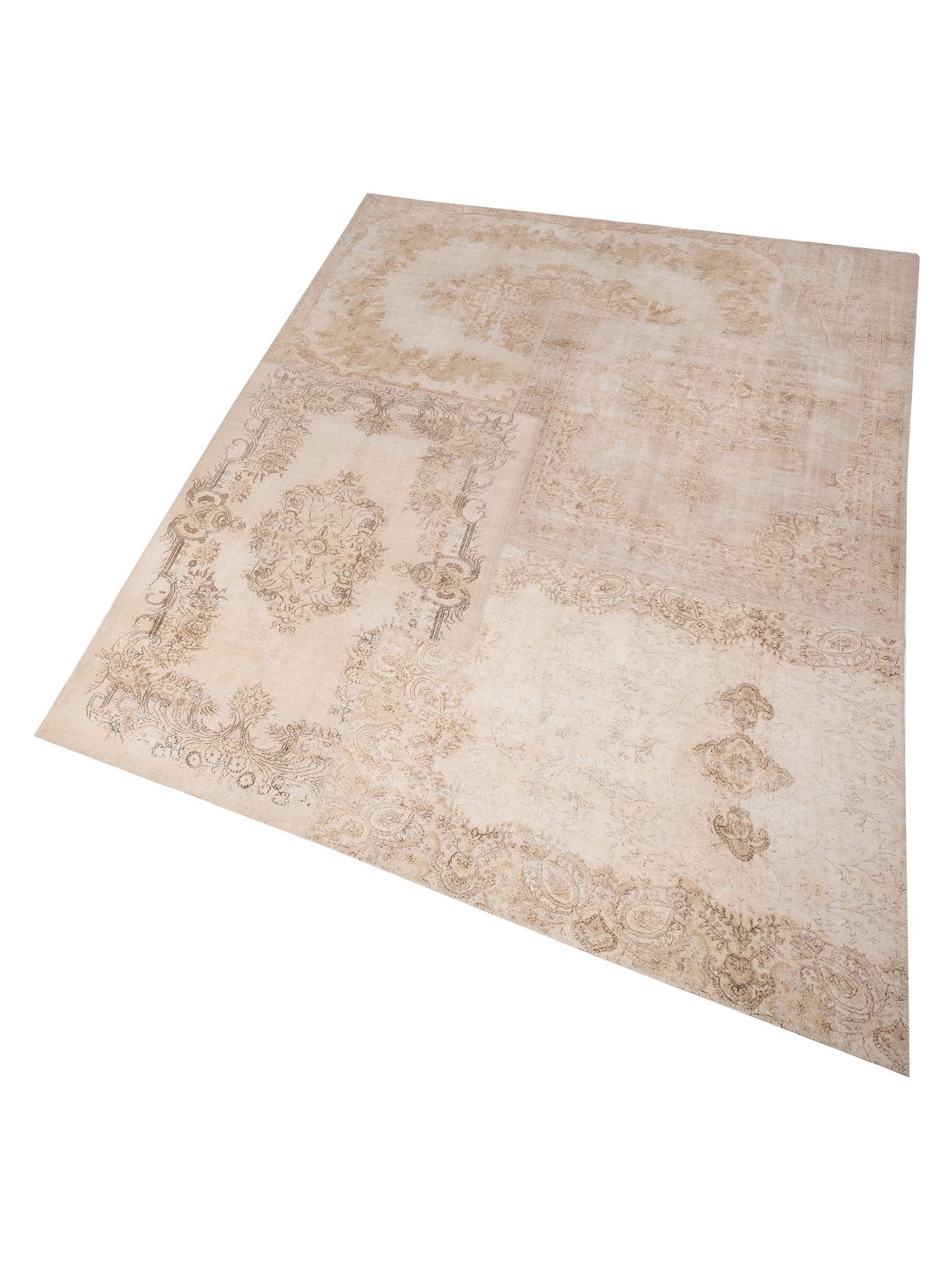 Turkish Vestige Patchwork 130961 Natural 11.6x15.6 Hand Knotted Rug