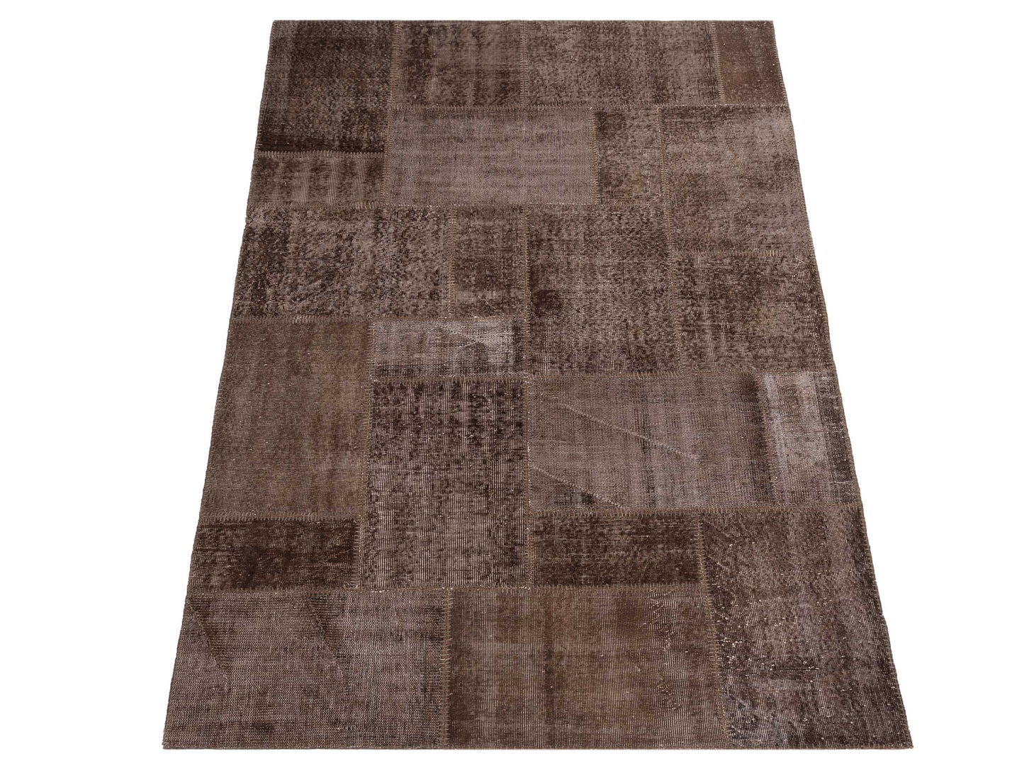 Turkish Vestige Patchwork 110214 Dark Brown 6x9 Hand Knotted Rug