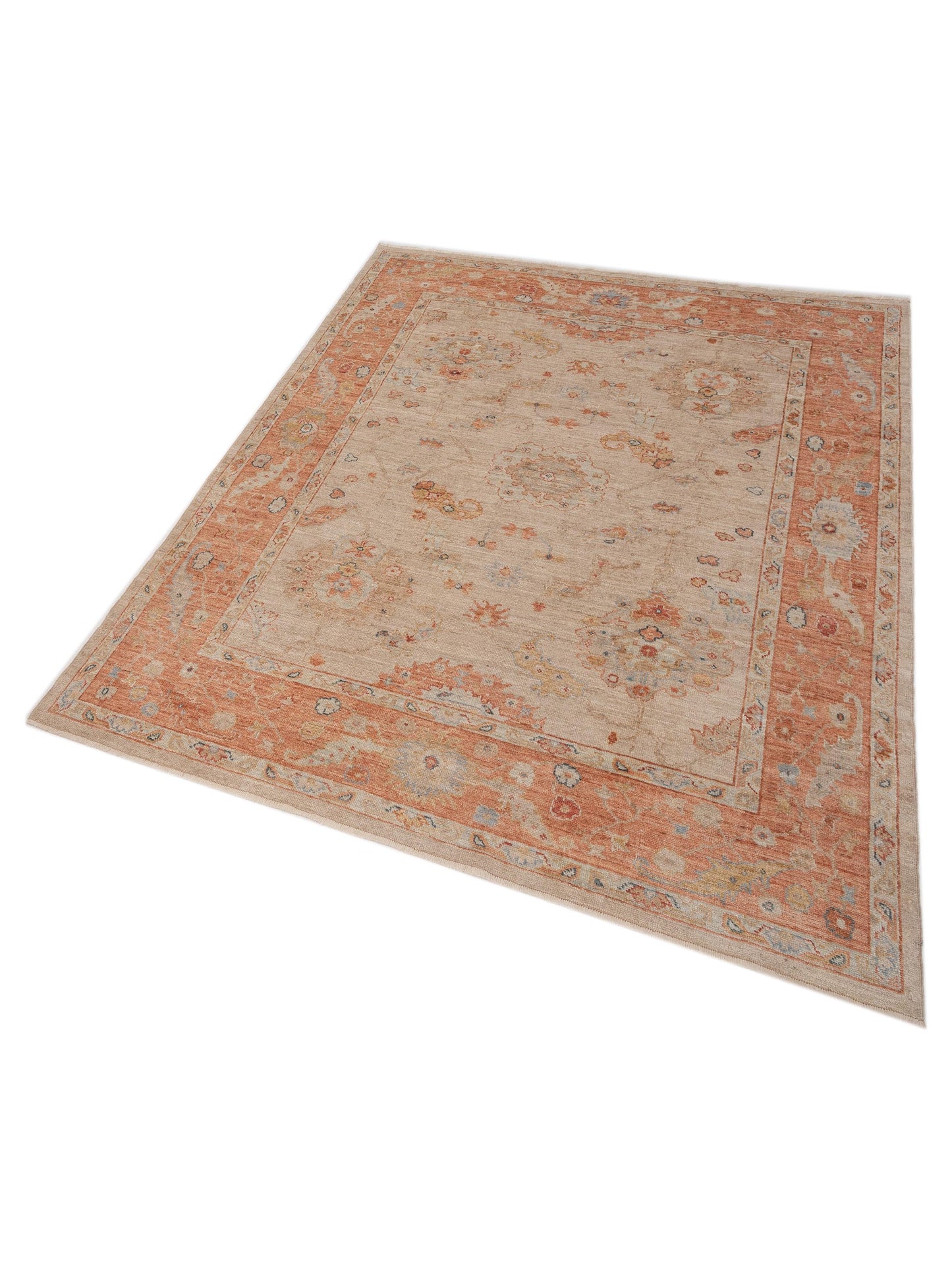 Angora Oushak 149511 Ivory Rust 8.2x.9.9 Hand Knotted Rug