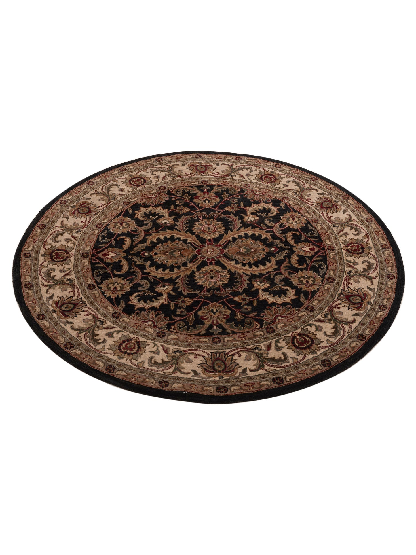 Hand Tufted 999004 Black Cream 7x7 Hand Tufted Rug
