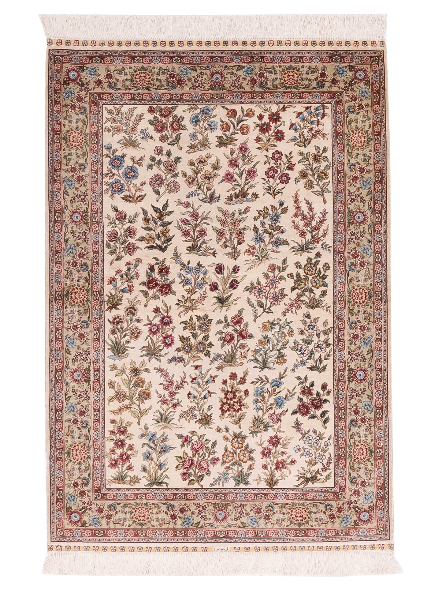 Pasha Pure Silk  Ivory Green Traditional
