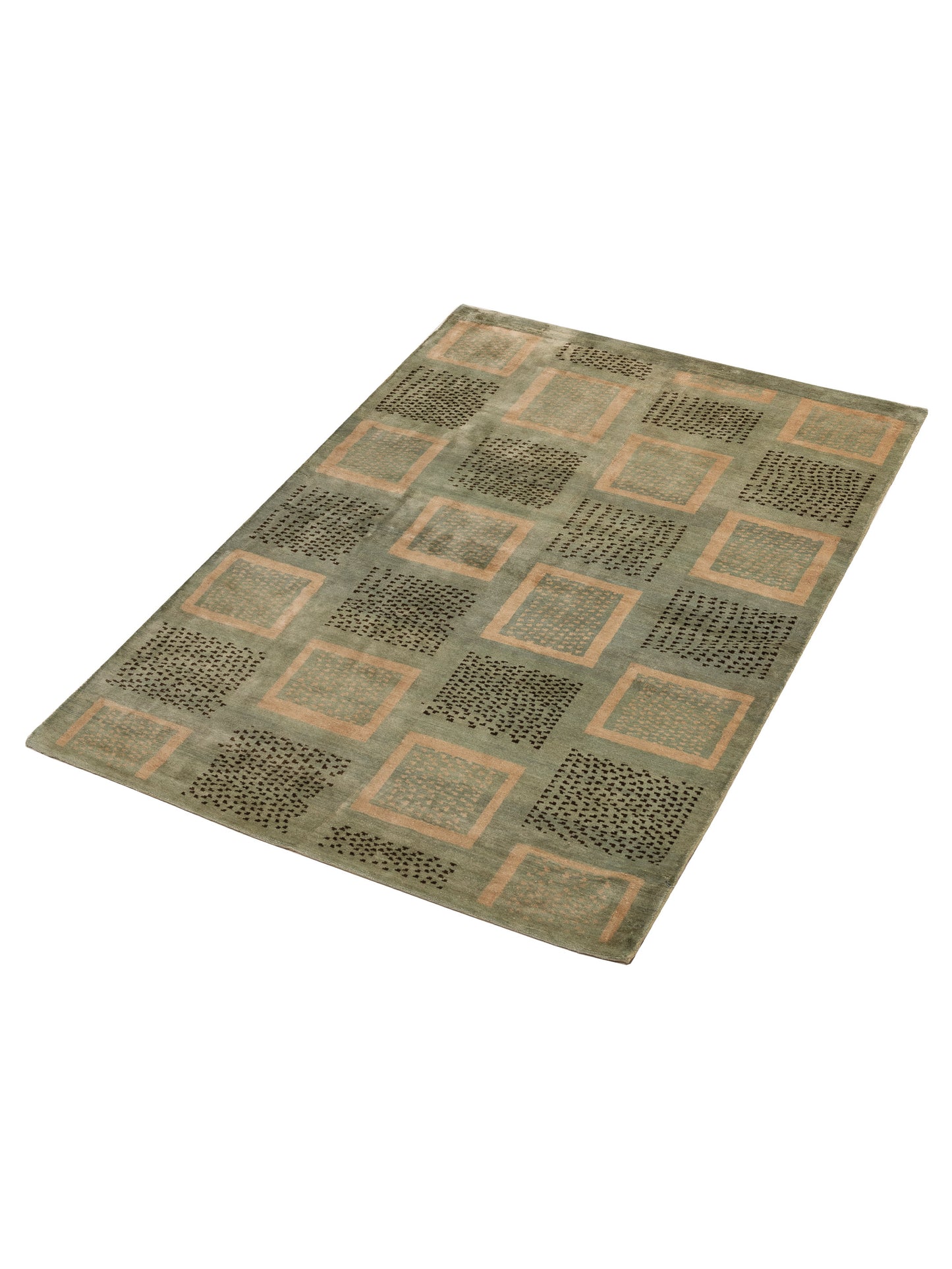 Tibetino 154033 Green Green 4.6x6.5 Hand Knotted Rug