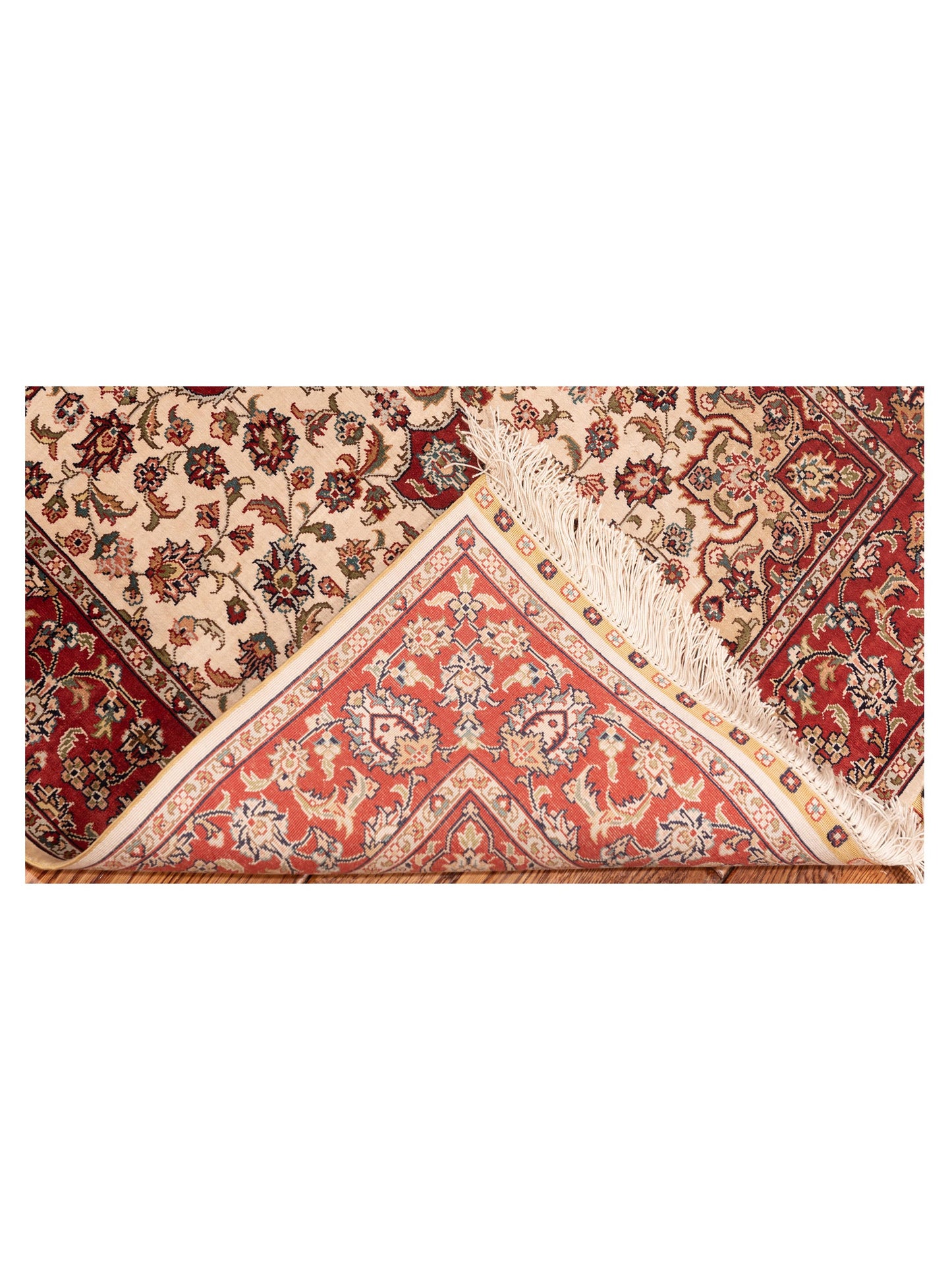 Pure Silk 98274 Ivory Red 2.4x4 Hand Knotted Rug
