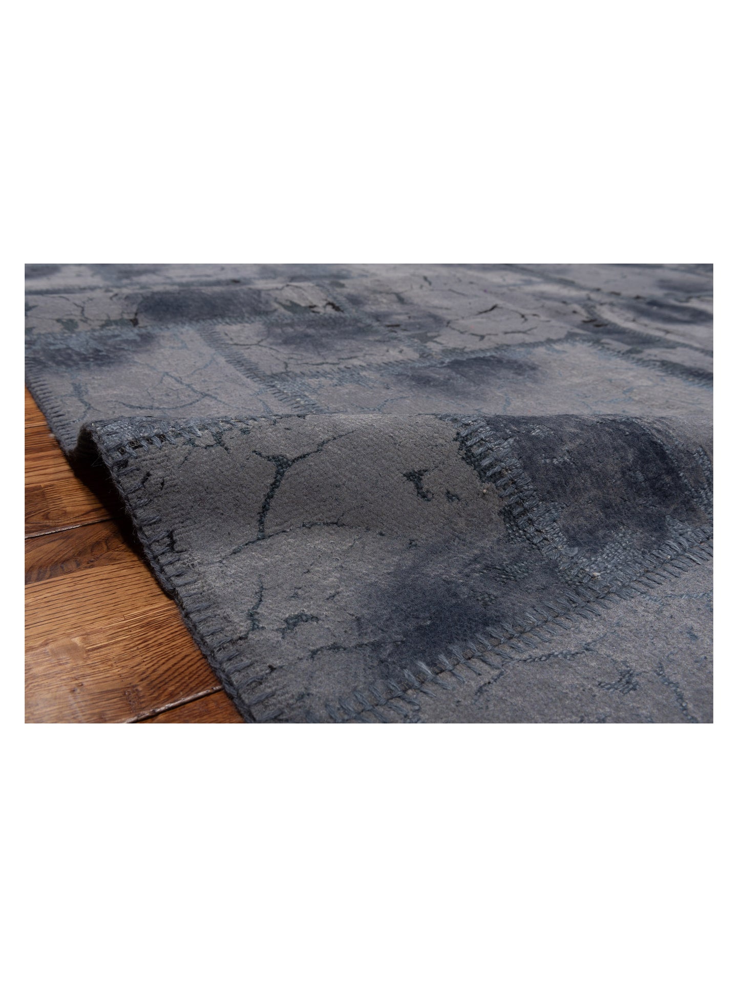 Turkish Vestige Patchwork 142792 Dark Gray 8.3x9.9 Hand Knotted Rug