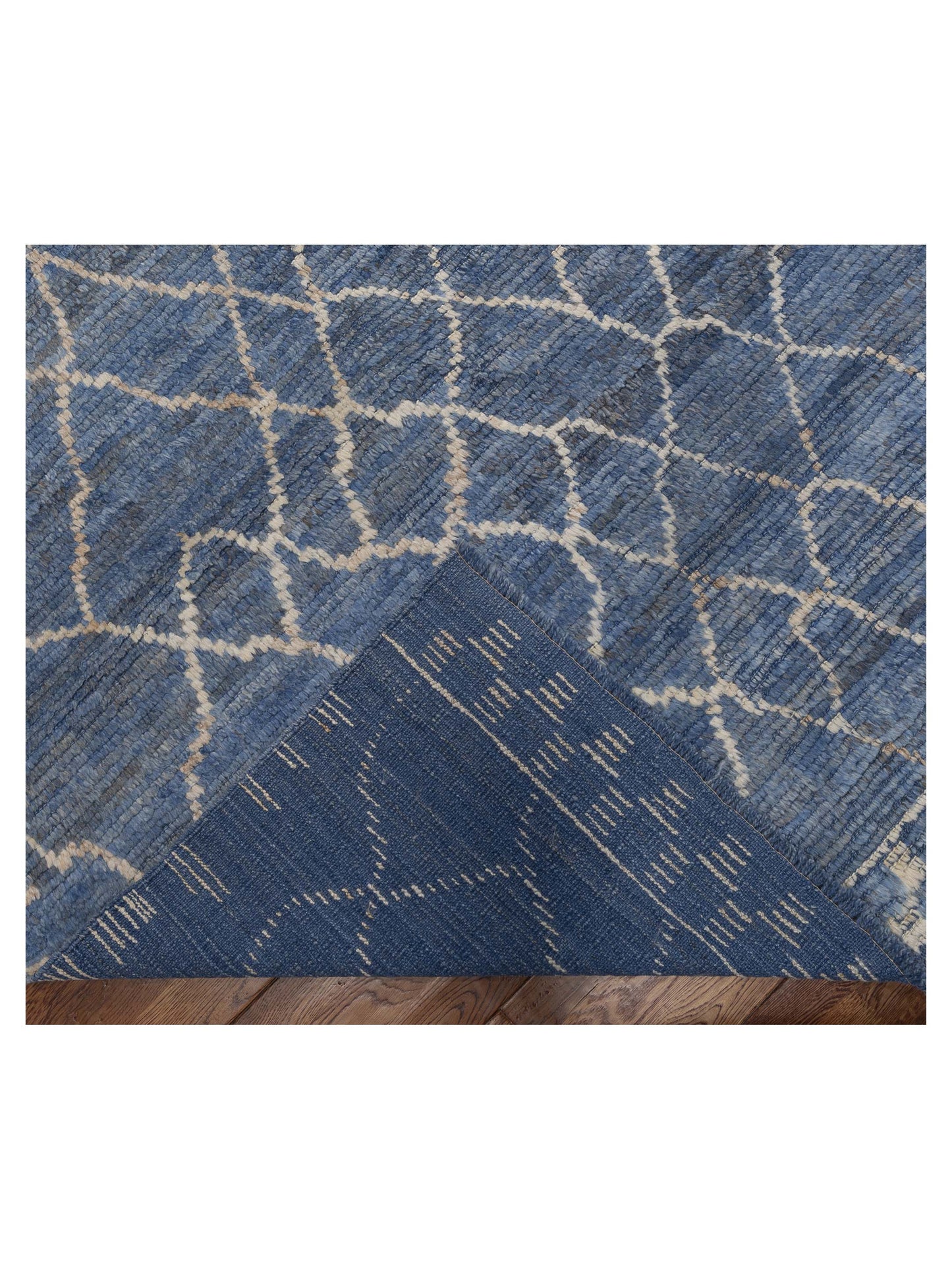 Berber Aspendos Blue Ivory 10.4x14 Hand Knotted Rug