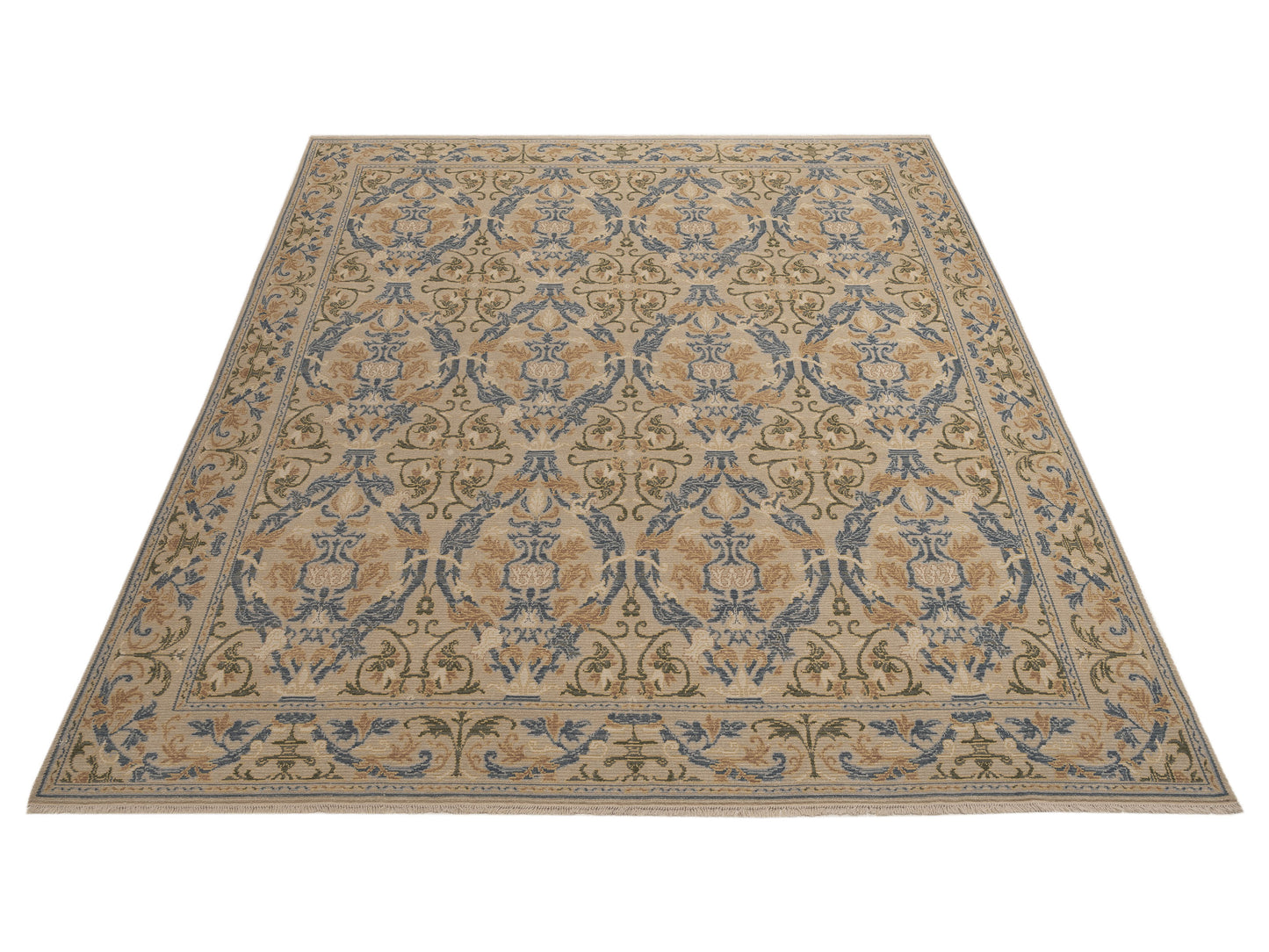 Bouquet 116224 Beige Blue 10.6x12.6 Hand Knotted Rug
