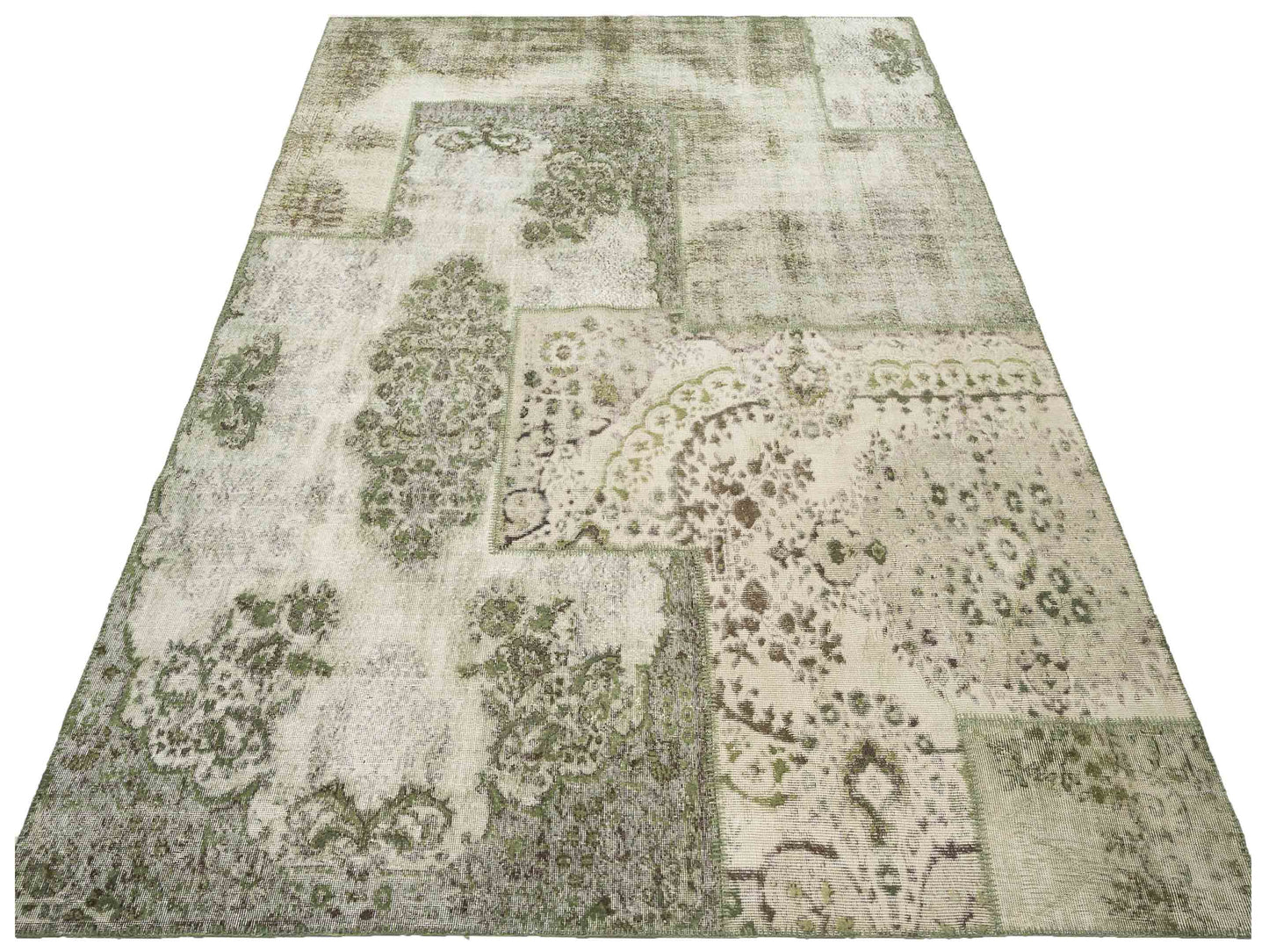 Turkish Vestige Patchwork 146029 Green 9.1x12 Hand Knotted Rug