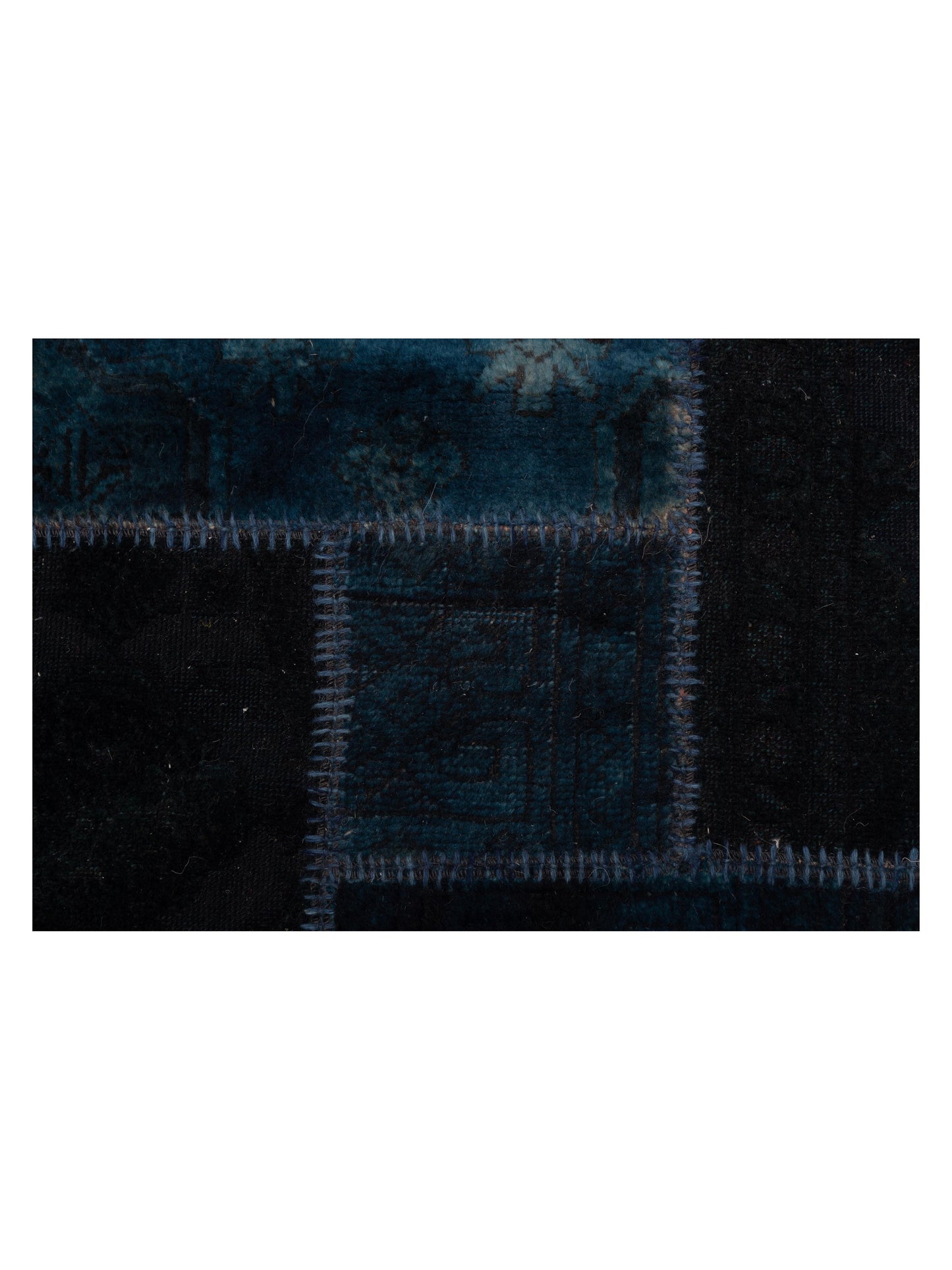 Turkish Vestige Patchwork 109437 Blue Black 6.6x9.9 Hand Knotted Rug