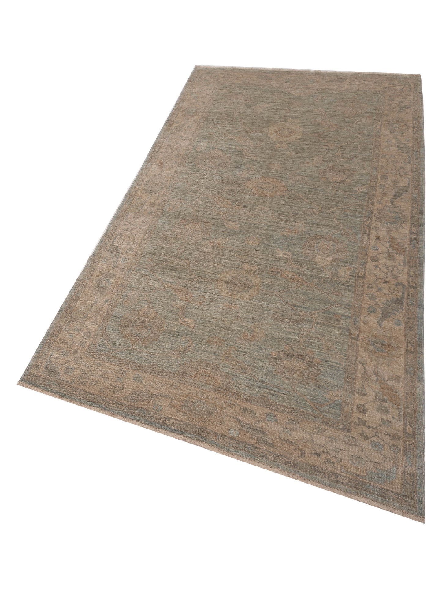 Angora Oushak 125817 Light Green Beige 6x11.3 Hand Knotted Rug