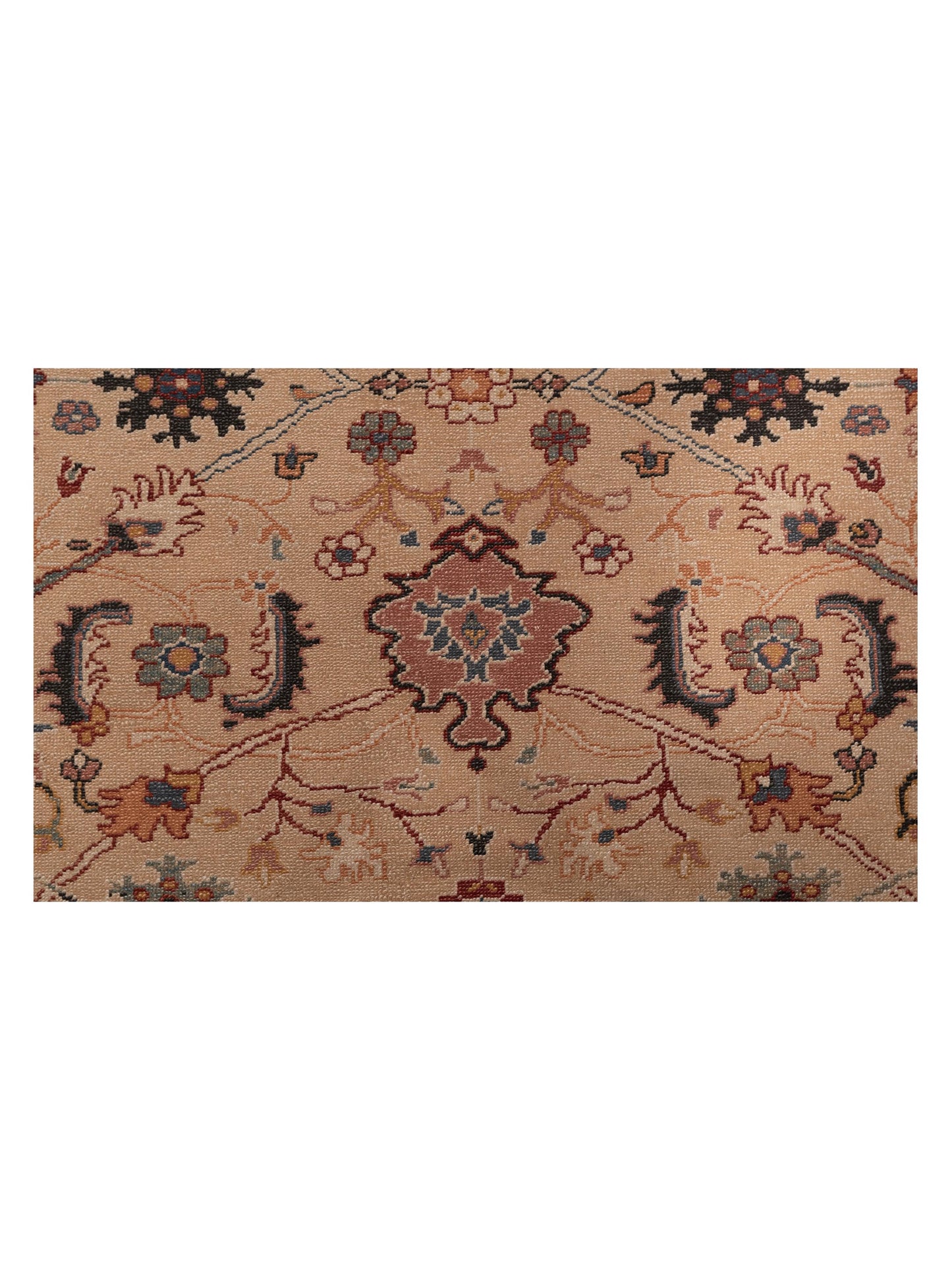Turkish Elvan Maile Beige Pink 11.11x17.4 Hand Knotted Rug