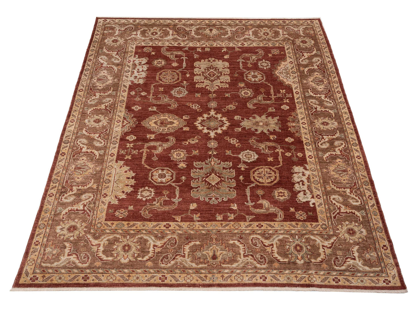 Angora Oushak 125565 Rust Brown 8.10x11.1 Hand Knotted Rug