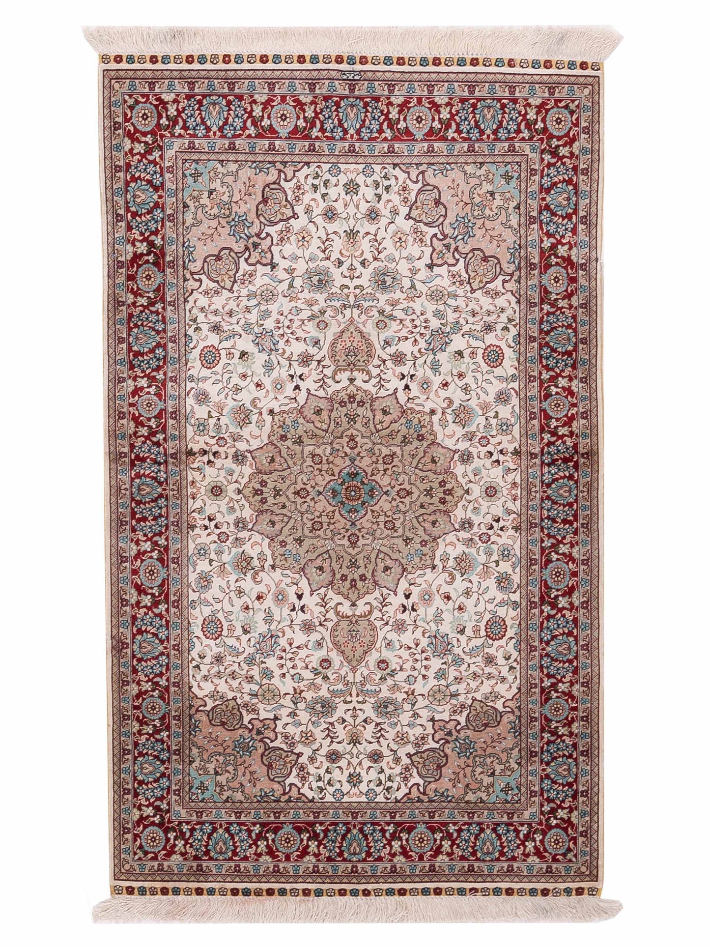 Pasha Pure Silk  Ivory Red Traditional