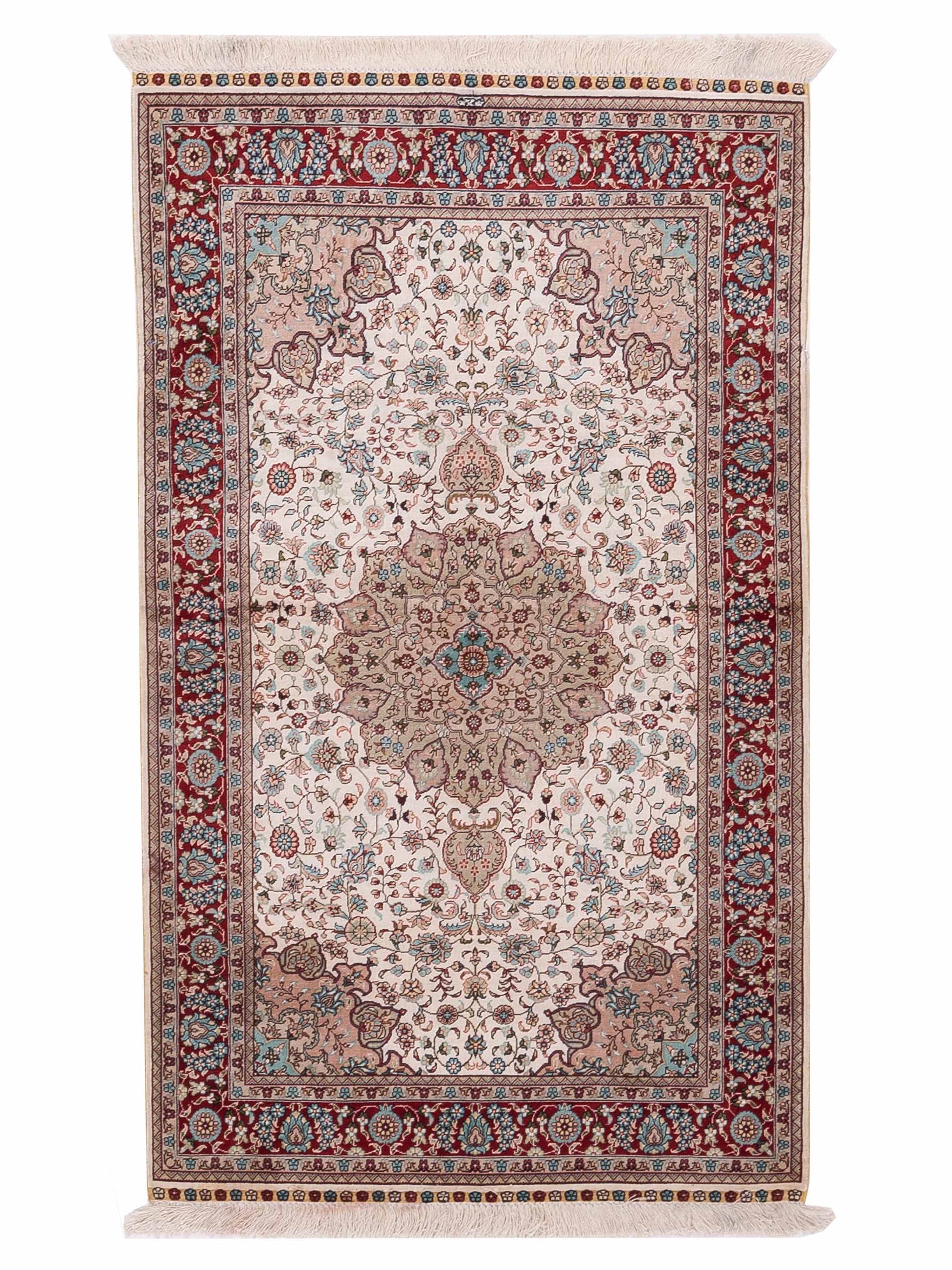 Pasha Pure Silk  Ivory Red Traditional
