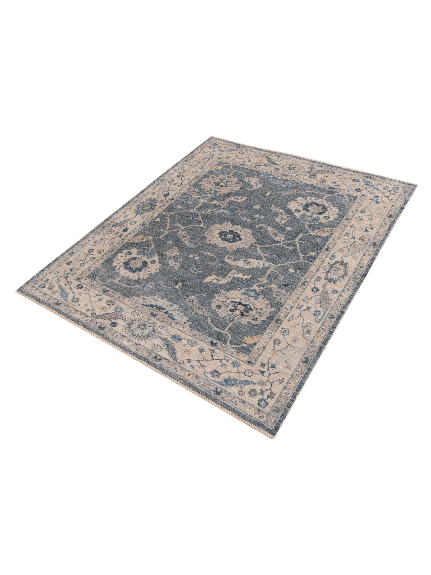 Angora Oushak 154070 Blue Ivory 8.3x10 Hand Knotted Rug