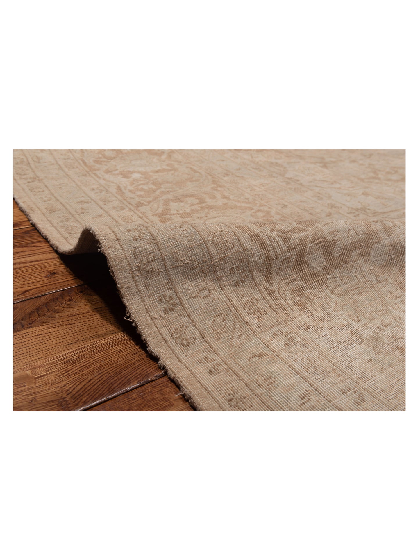 Vintage 130381 Cream Brown 9.7x13.3 Hand Knotted Rug
