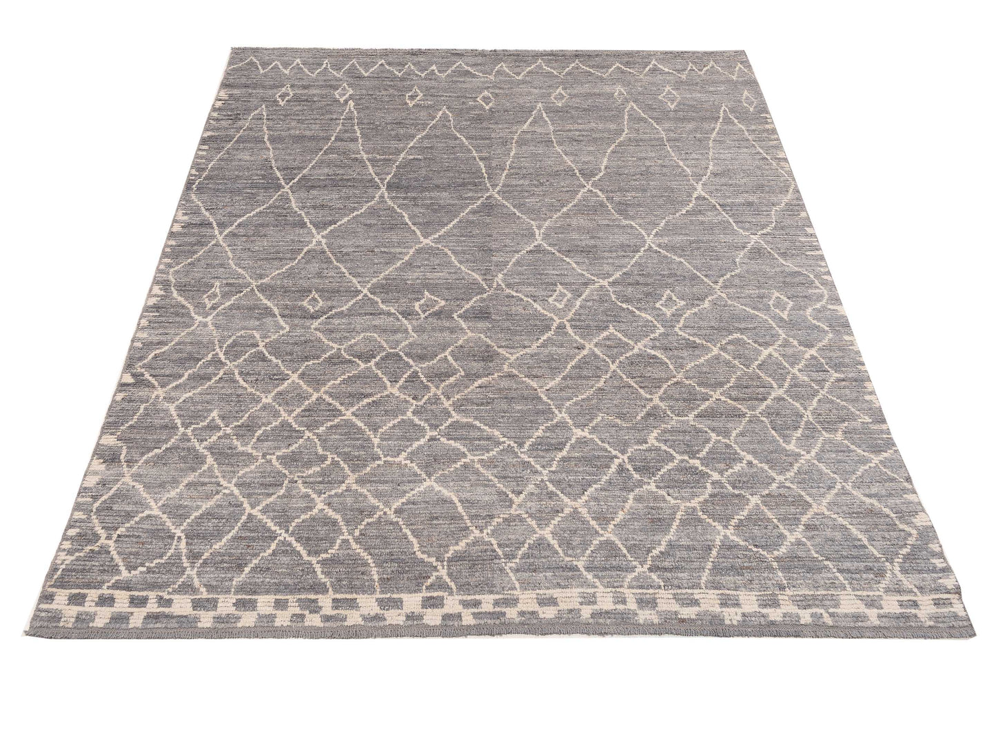 Berber Aspendos Gray Ivory 8.6x10.5 Hand Knotted Rug