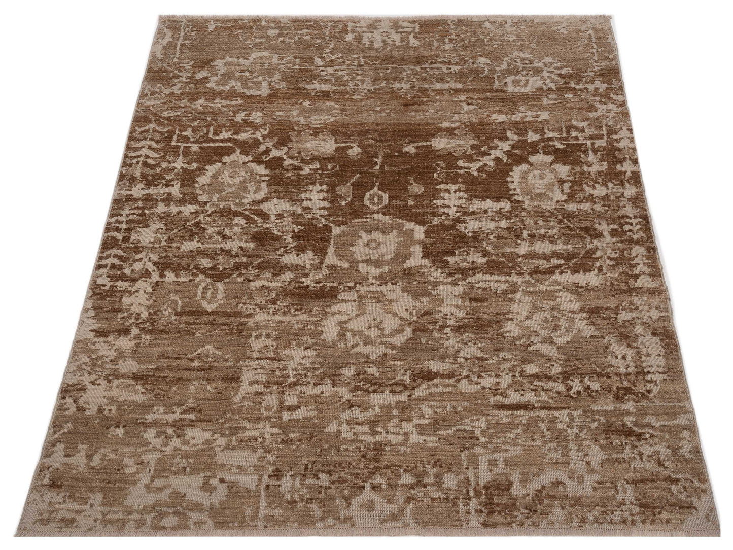 Angora Oushak 126694 Brown Silver 6.4x6.8 Hand Knotted Rug