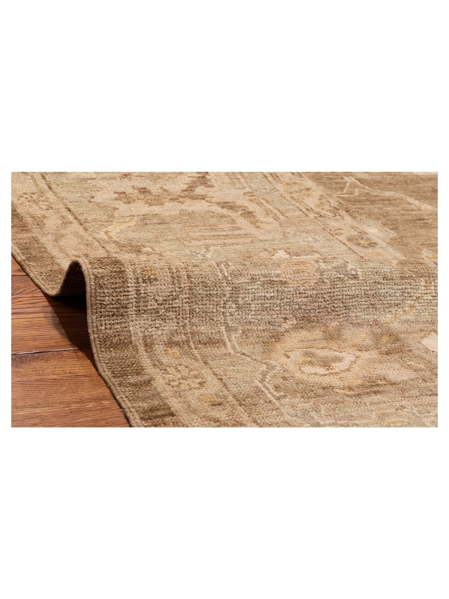 Angora Oushak 130294 Brown Green 13.3x16.9 Hand Knotted Rug