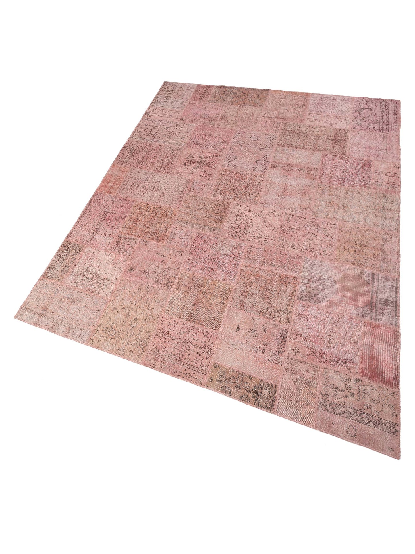 Turkish Vestige Patchwork 149174 Pink 10x13.8 Hand Knotted Rug