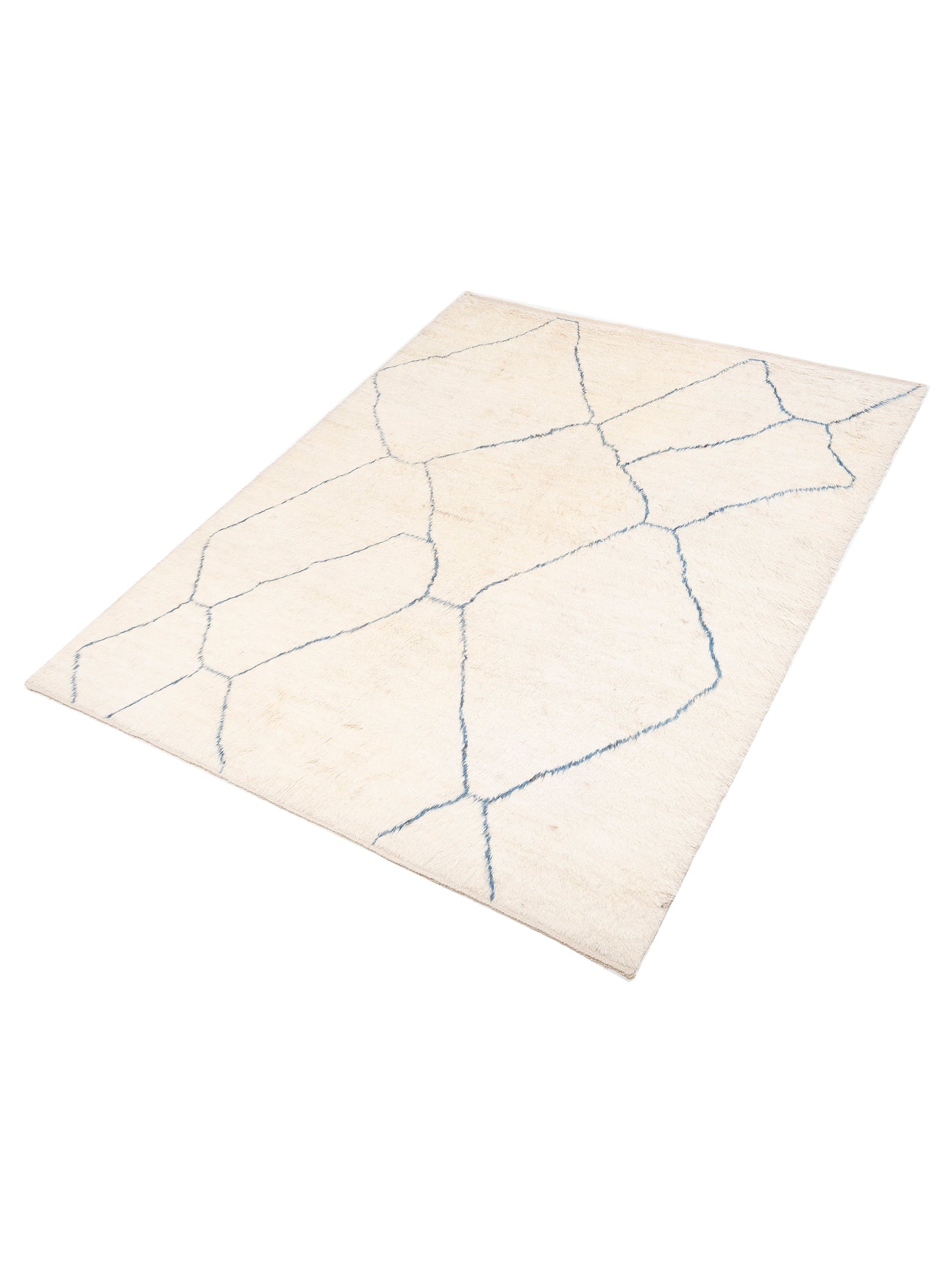 Berber Efes Ivory Blue 9.3x12.1 Hand Knotted Rug
