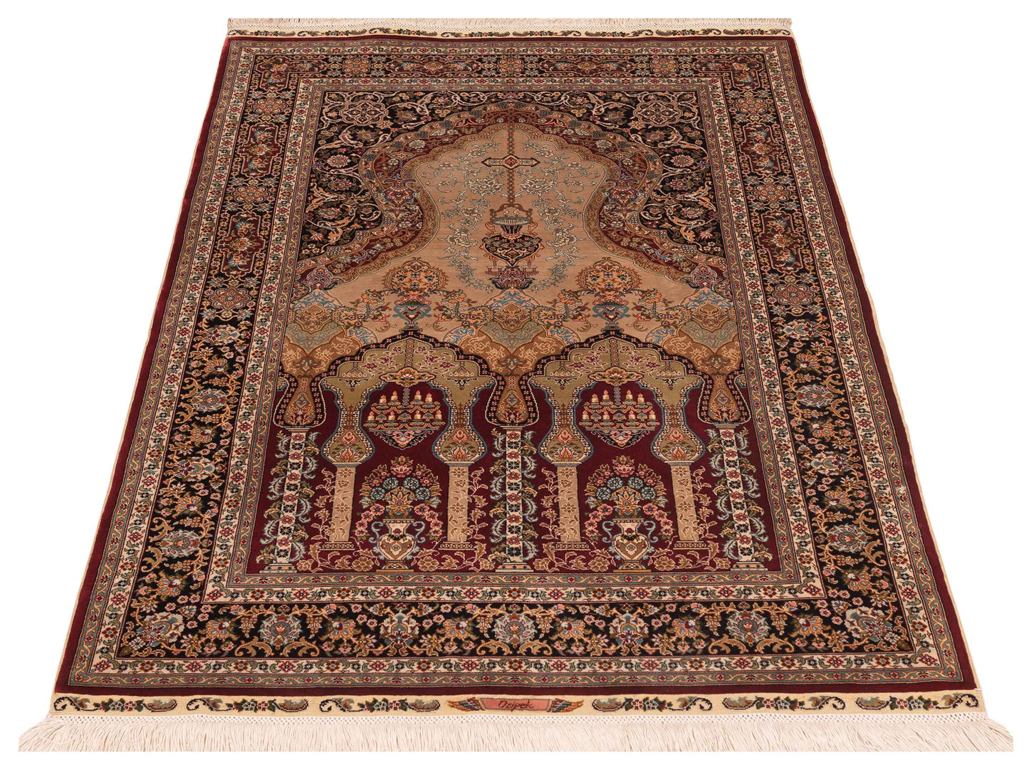 Pure Silk 148708 Red Black 2.9x4 Hand Knotted Rug
