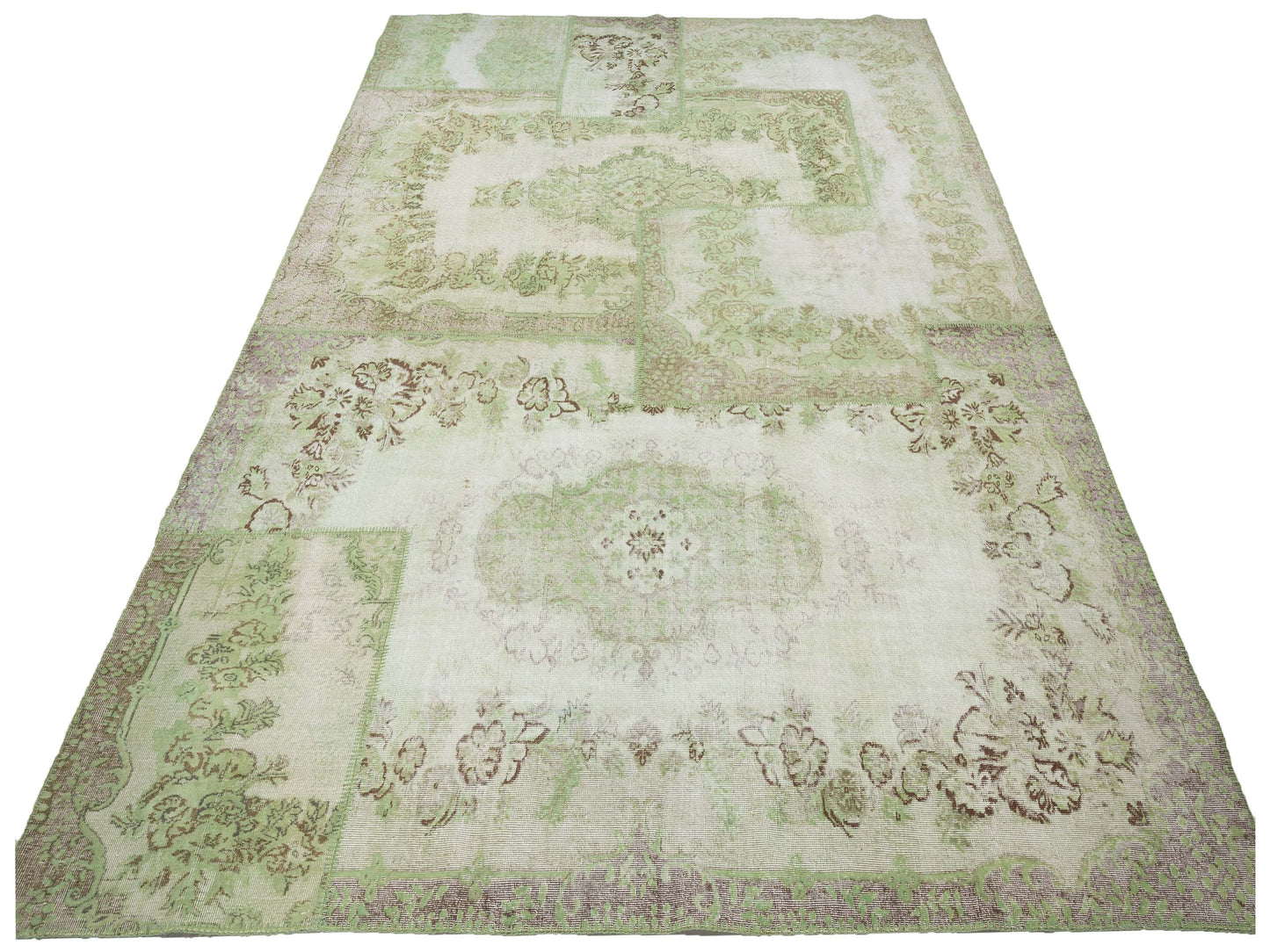 Turkish Vestige Patchwork 146031 Green 10.1x13.10 Hand Knotted Rug