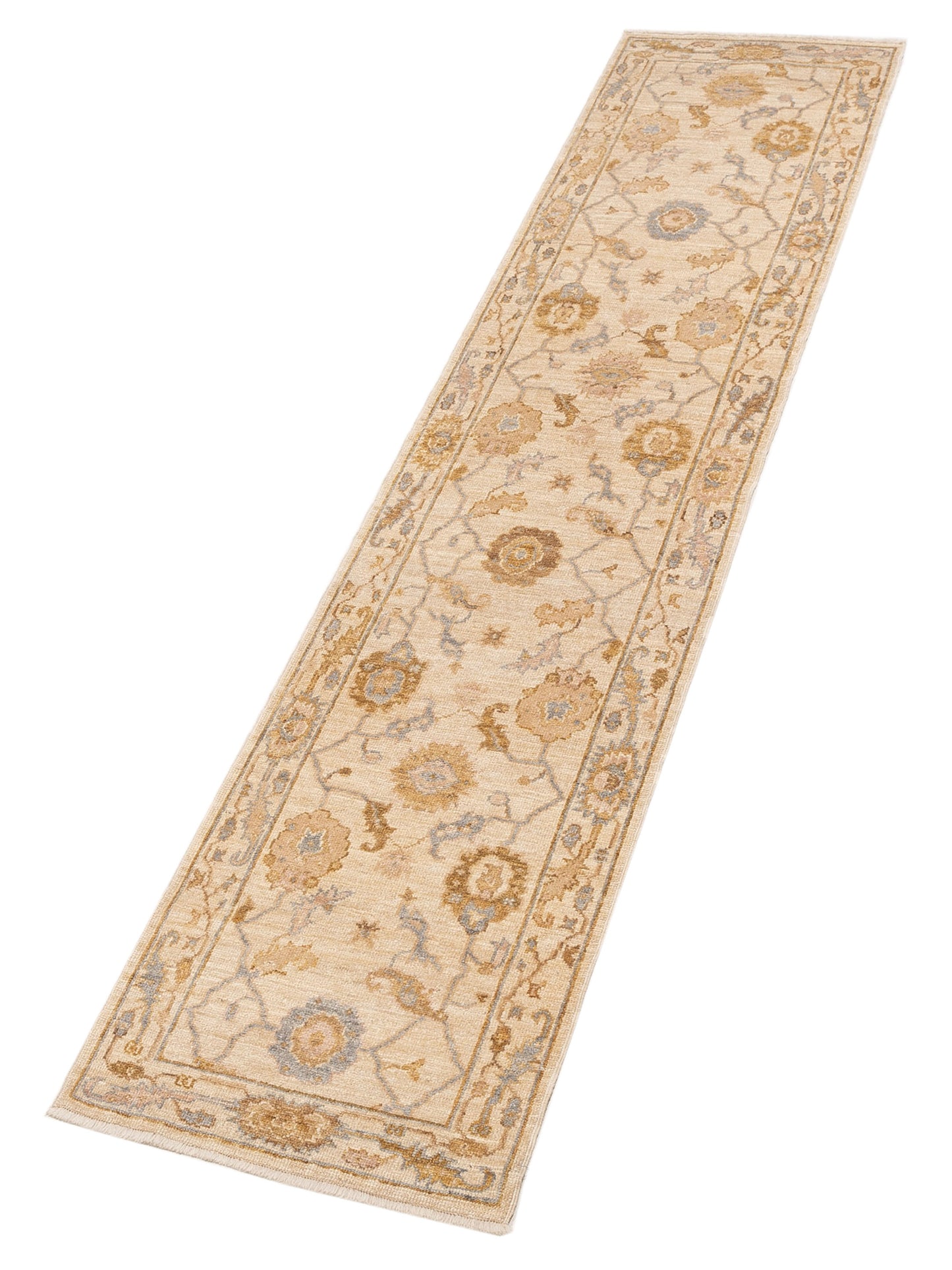 Angora Oushak 141342 Ivory Ivory 2.9x12.2 Hand Knotted Rug