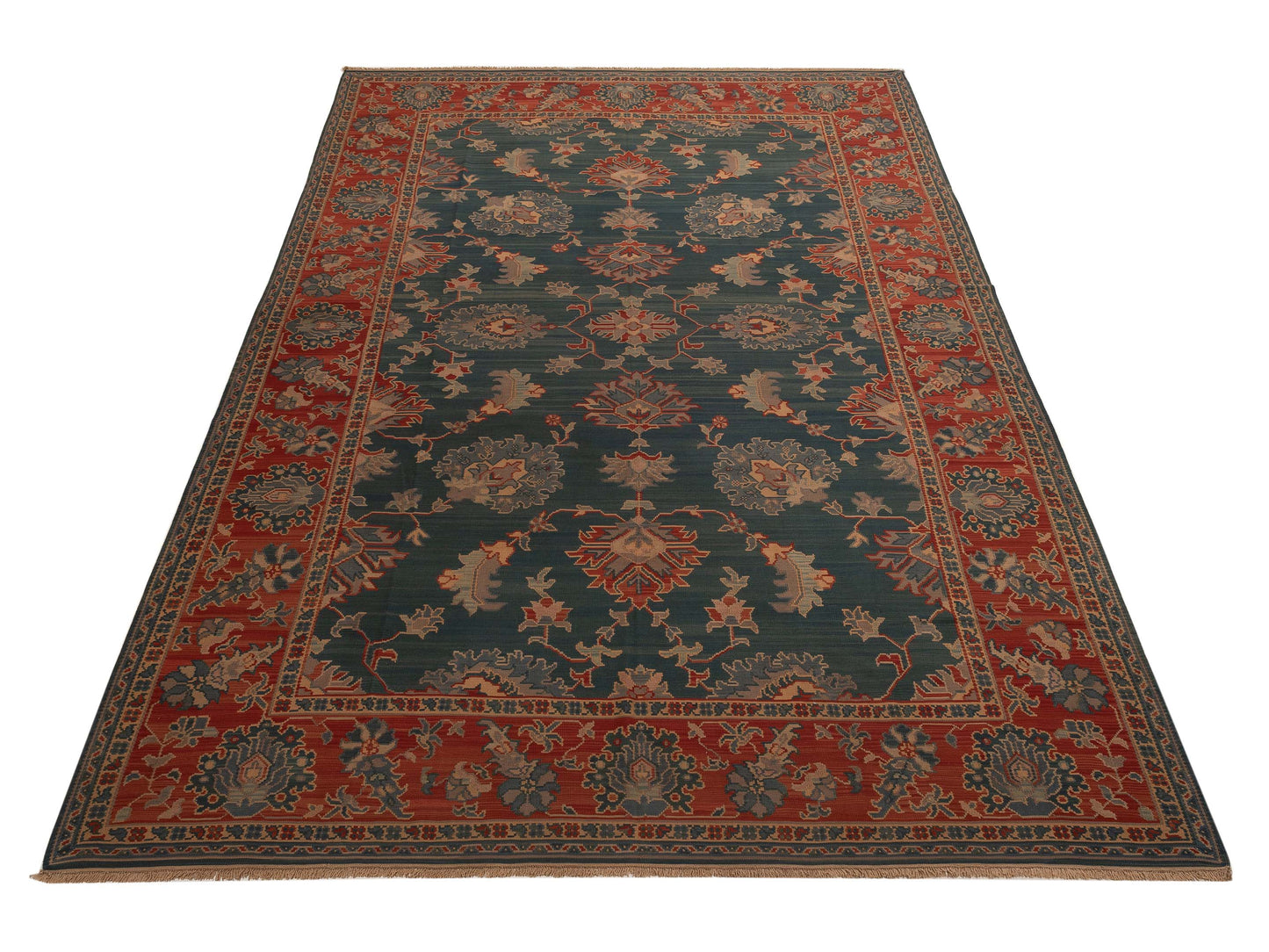 Transilvanian Kilim 62899 Blue Red 11.3x15.10 Hand Woven Rug