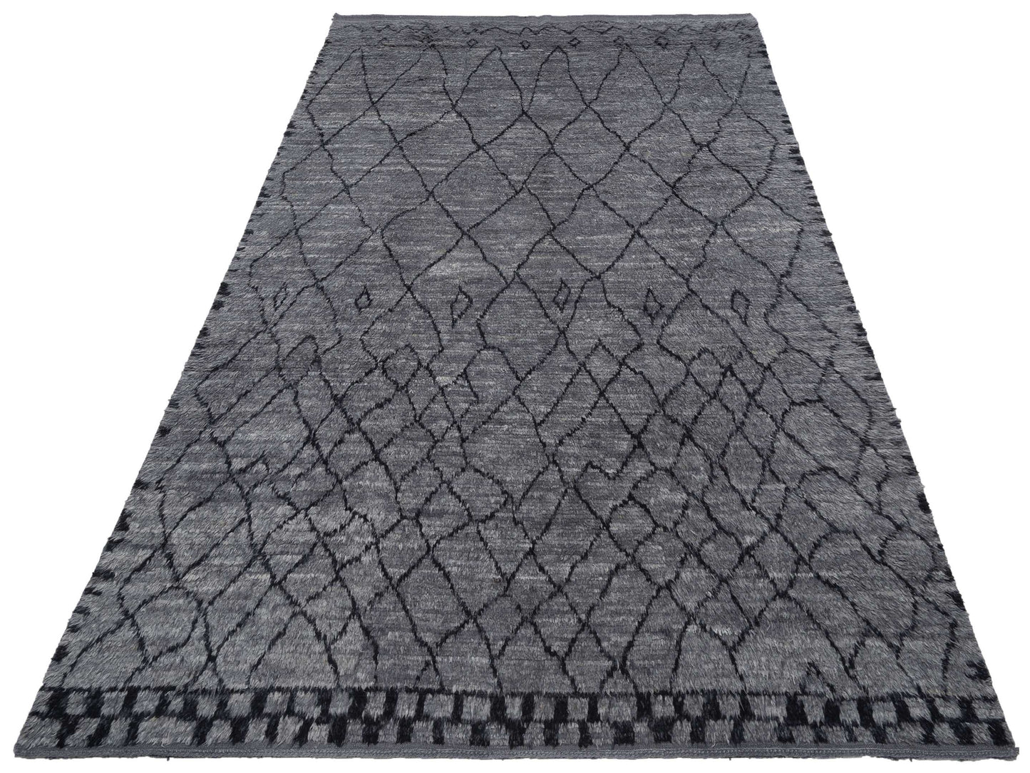 Berber Aspendos Gray Black 9.3x13.4 Hand Knotted Rug