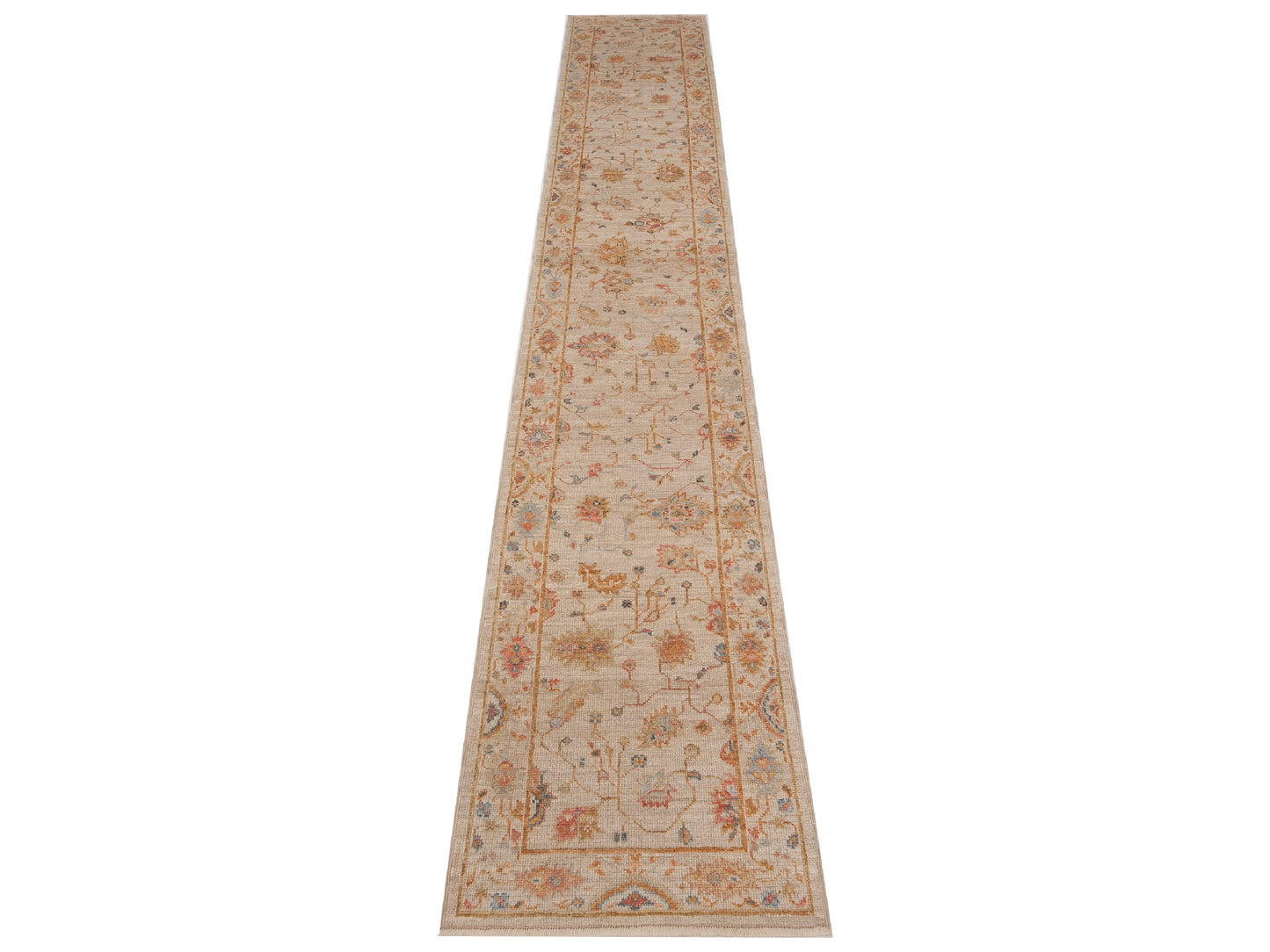 Angora Oushak 149603 Ivory Ivory 2.7x15.7 Hand Knotted Rug