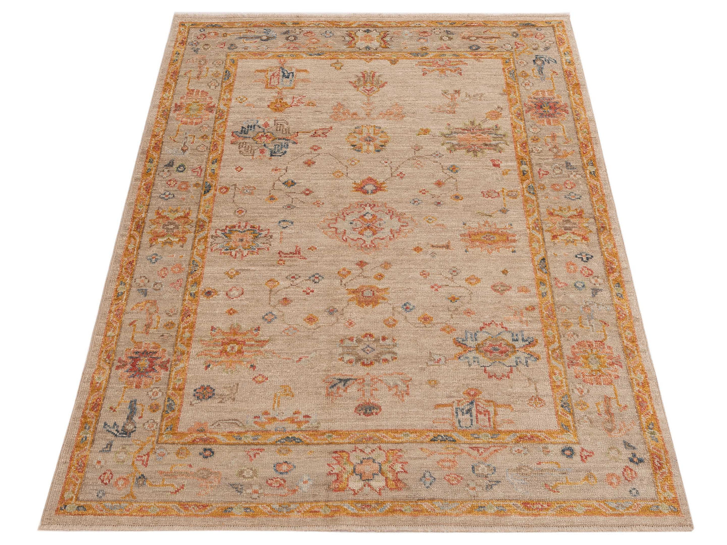 Angora Oushak 150294 Beige Brown 5x6.9 Hand Knotted Rug