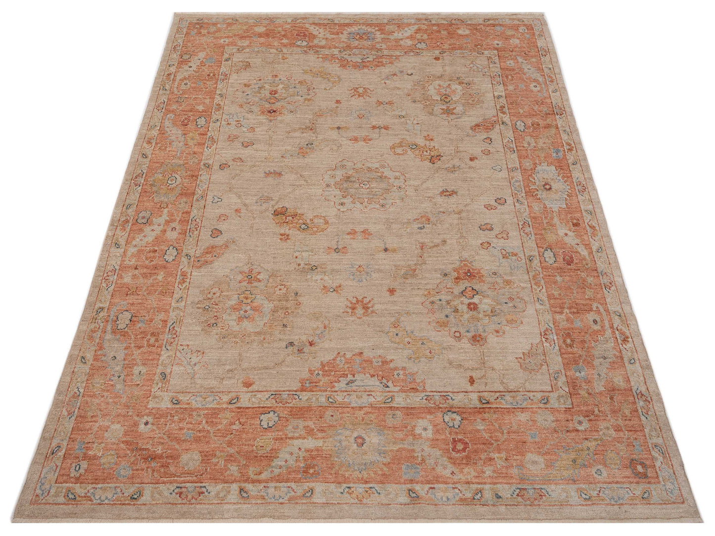 Angora Oushak 149511 Ivory Rust 8.2x.9.9 Hand Knotted Rug
